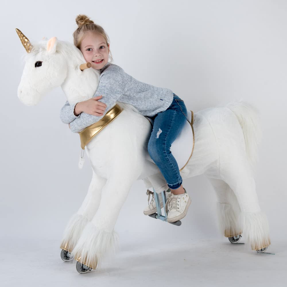 UFREE Unicorn Ride on Toy for Girls as Great Birthday Gift Large Mechanical Pony Horse with 44 inch Height for Everyone Above 6 Years Old Great Birthday Gifts
