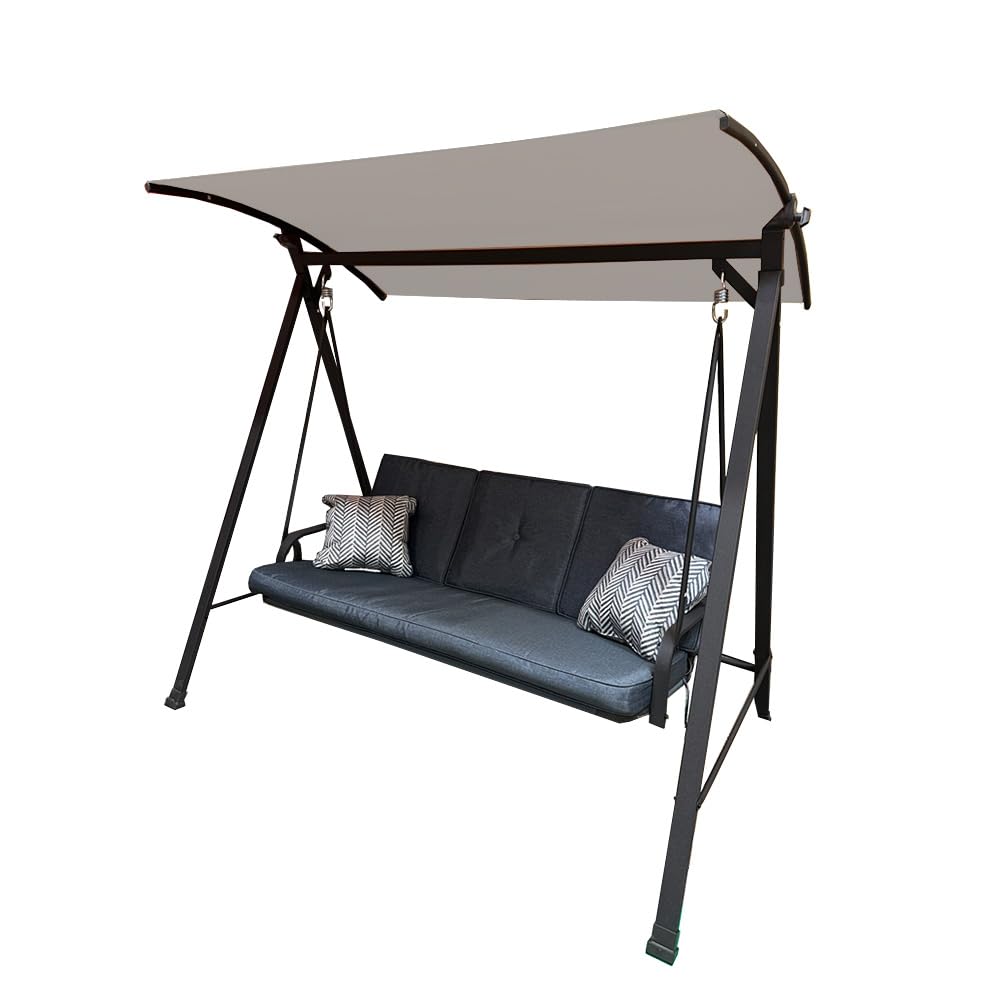 Garden Winds Custom Fit Replacement Canopy Top Cover Compatible with The Living Accents RUS496K 3 Person Steel Bench Swing - Upgraded Performance RipLock 350 Fabric - Slate Gray