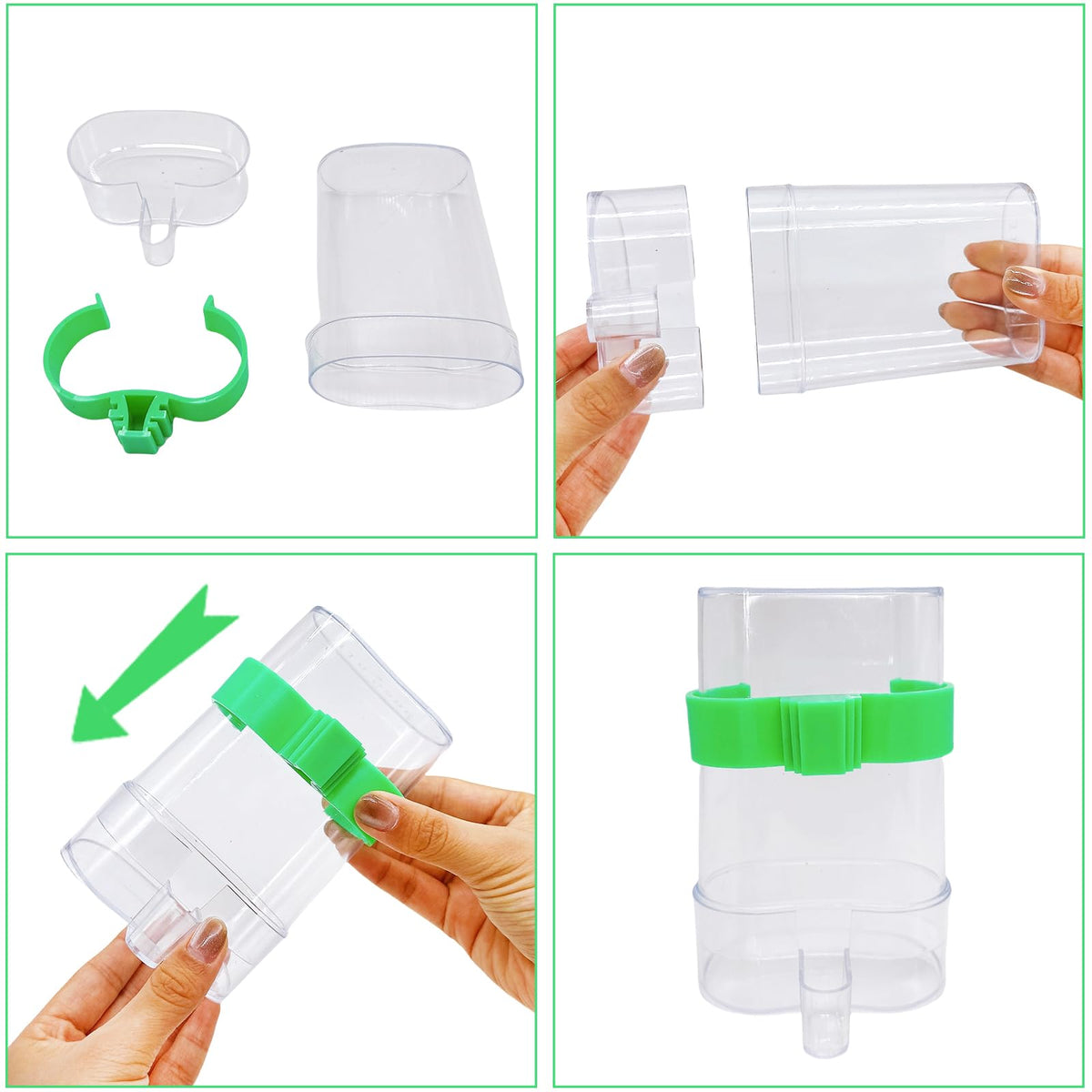 Automatic Bird Water Dispenser Parrot Water Feeder Bird Seed Food Container Parakeet Waterer Cockatiel Cage Accessories Automatic Feeding for Finch Lovebird Canary Small Birds(2Pcs)