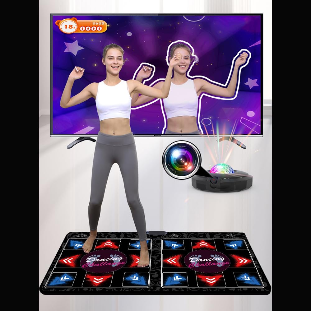 WuZhuangYuan HDMI Musical Electronic Dance mat with a Camera,81 Music Videos,Including 1000 Games,a 64G Large Memory Card,650 Songs,for Single/Double Users,a Luxurious Gift for Boys and Girls