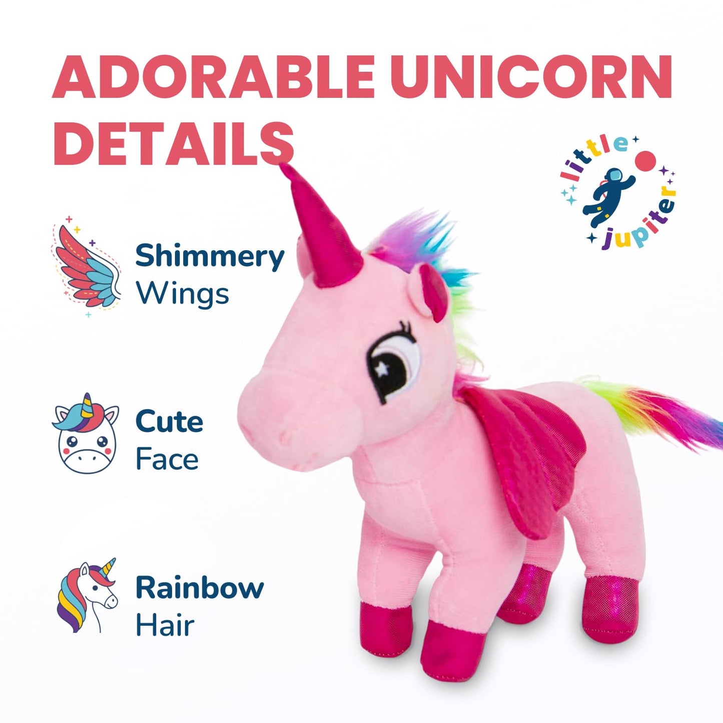 Little Jupiter Plush Pet Set w/Purse - Unicorn Stuffed Animals for Girls - Unicorn Plush - Stuffed Unicorns - Gift for Age 4-5 - 6-7 yrs (Pink Unicorn)