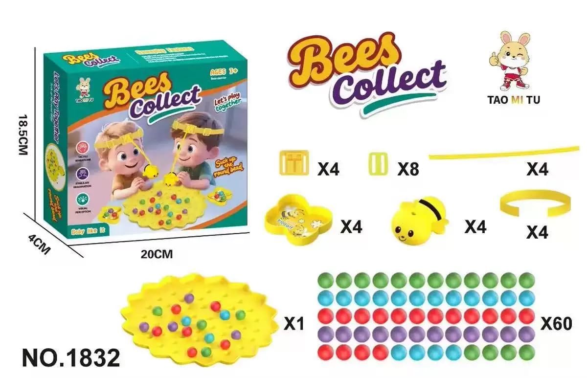 Magnetic Bee Bean Picking & Tabletop Fishing Game,Adjustable Headband, Educational Focus Toy Ages3+, Family Party Travel Games for Indoor/Outdoor,White Elephant Gift for Adults