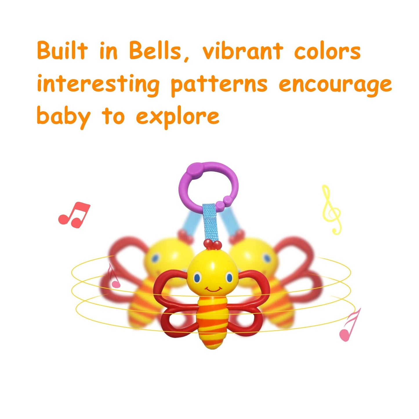 YUNLOVXEE Baby Toys, Cartoon Animal Hanging Rattle Toys, Handbells Baby Rattles, Baby Bed Crib Car Seat Travel Stroller Toys for Infant, Best Birthday Gift for Newborn, 4 Pack