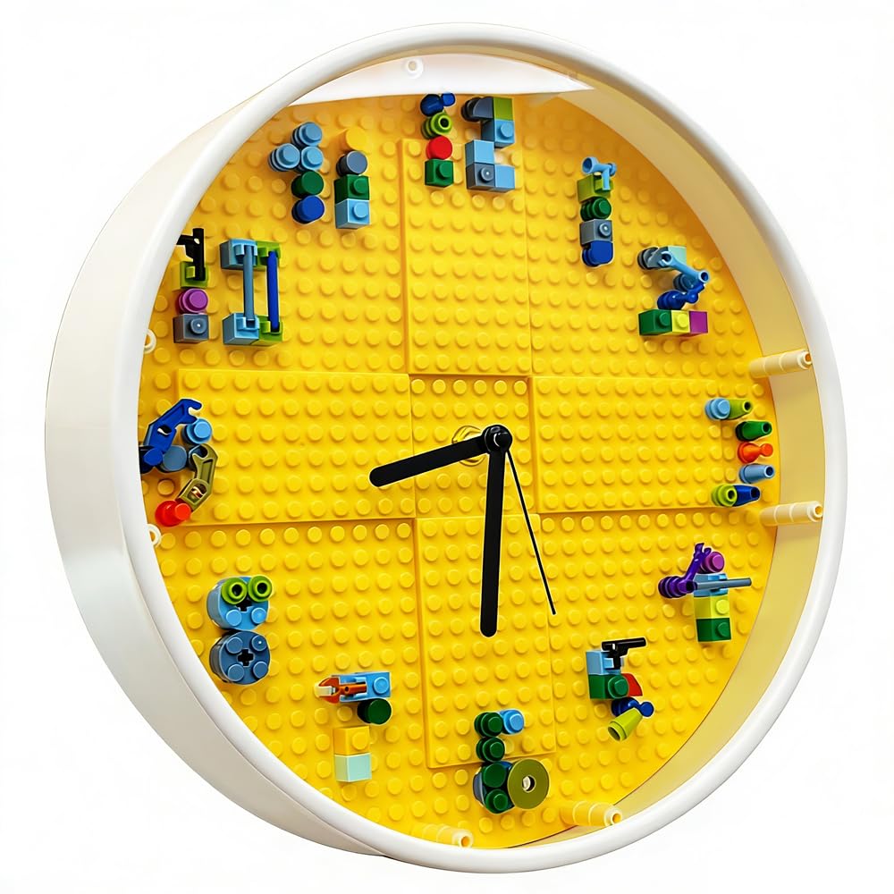 Kids' Creative STEM Educational Building Block Toy, Building Block Display Case, Fun Assembly Toy for Boys Aged 7 8, DIY Building Block Wall Clock, Craft Kit Set ,Birthday Gift for Kids Aged 9 10 12
