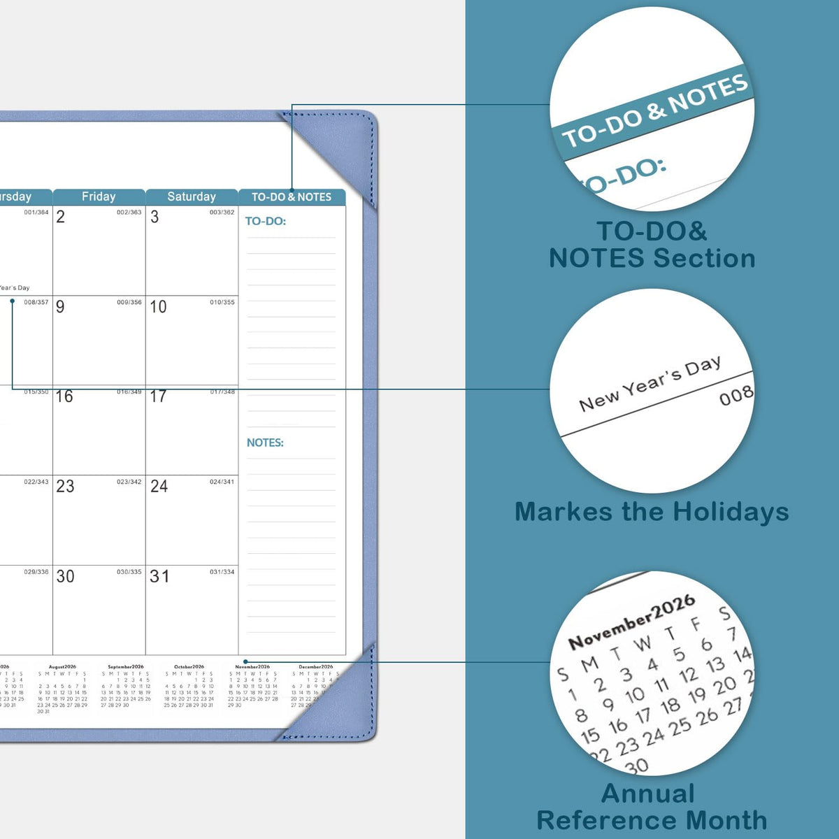 KOPEESY Desk Calendar 2026-2027, New Year Large Desk Calendar with Desktop Mat, 18 Months from January 2026 to June 2027, 22” x 17” Desktop Monthly Planner for Home or Office School