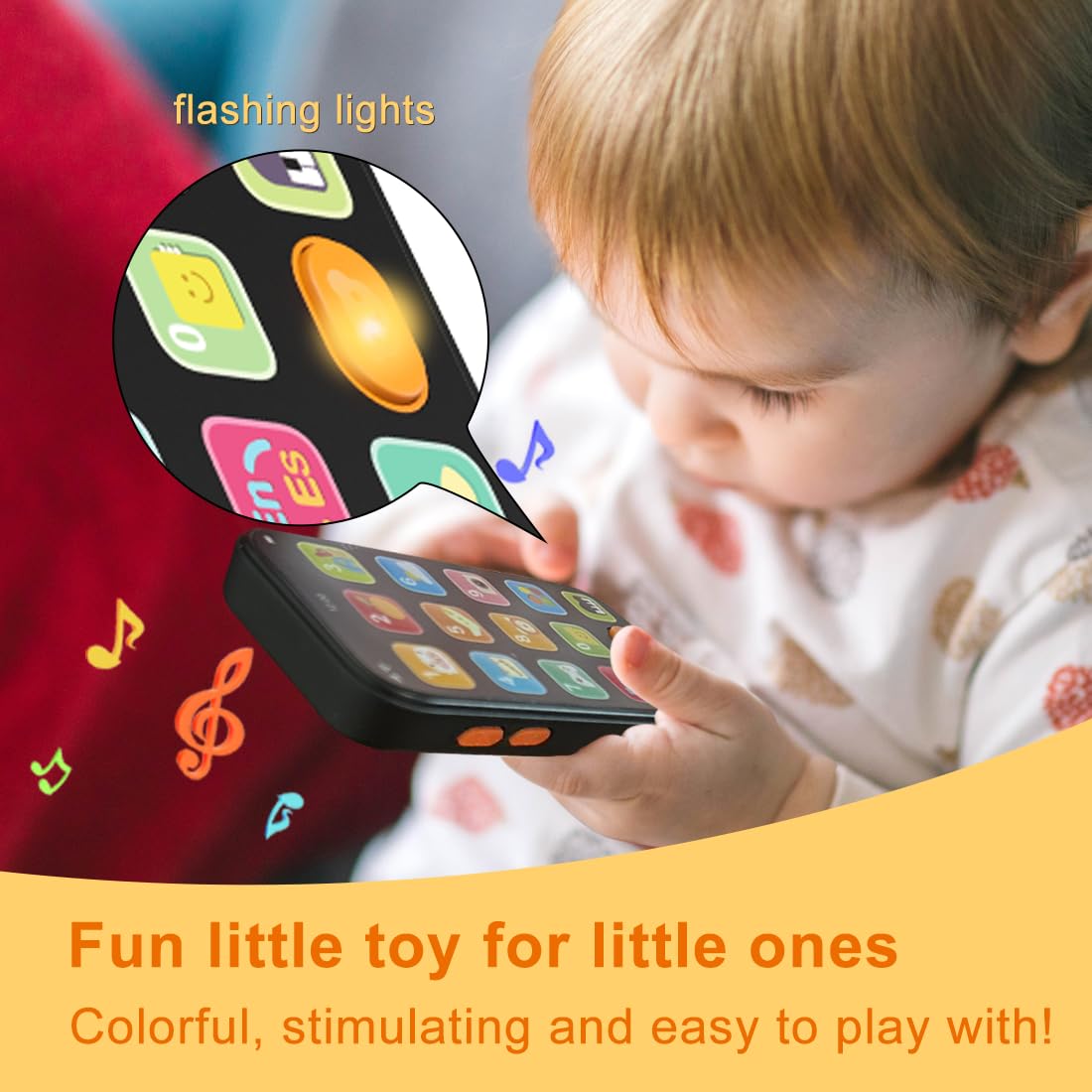 Bilingual Baby Phone Toy Phone for Toddler 1-3, Fun Early Learning Musical Baby Toys for 6-12 Months with Sounds and Light, English/Spanish, Gift for 1 Year Old Boys Girls Kids Infant, Black