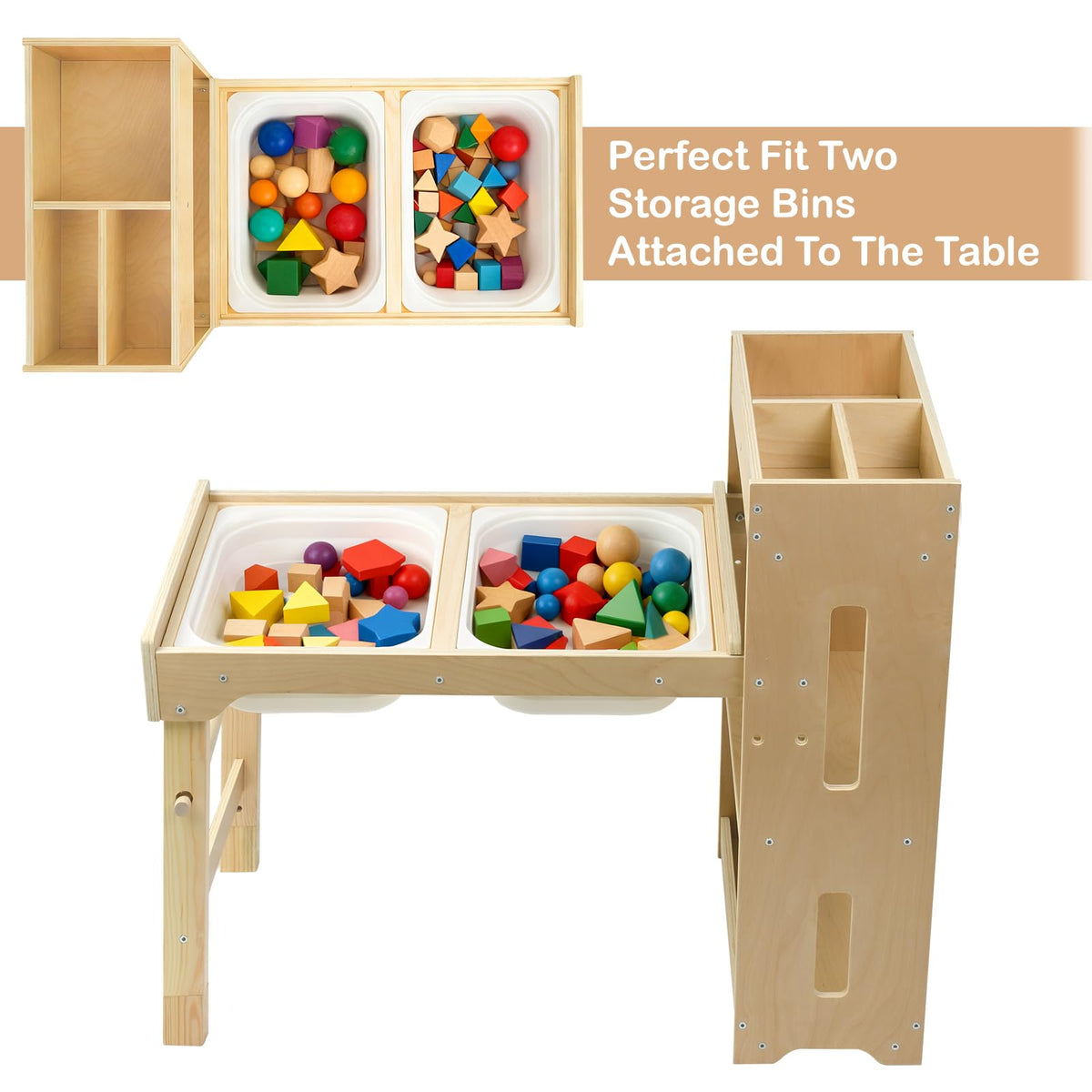 WINGYZ Sensory Table and Chairs, Toddler Activity Table and 2 Chair Set with Storage Cabinet & Bins, 6 in 1 Kids Desk Art Table with Paper Roll for Playrooms Daycare, Sensory Tables for Toddler Gifts