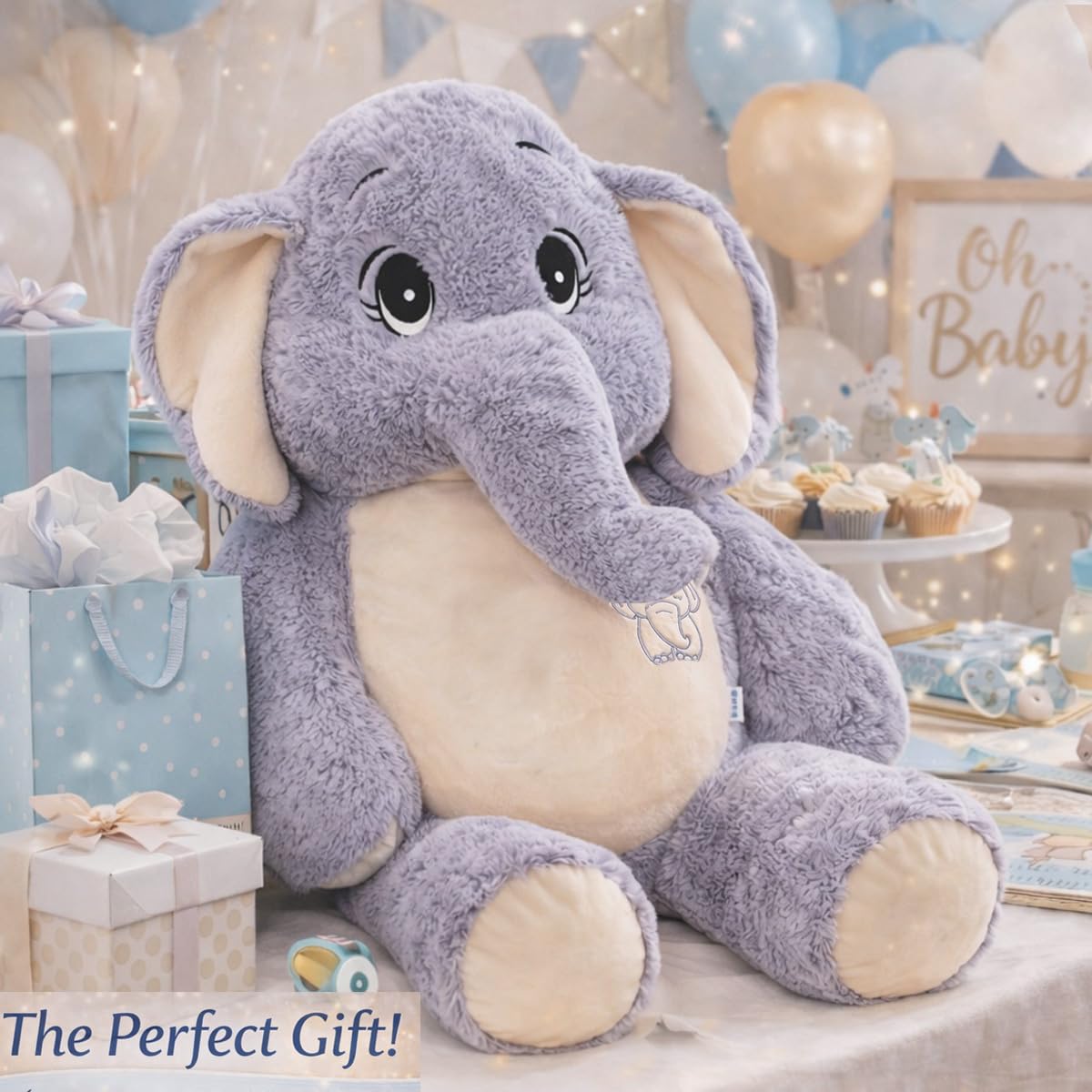 Giant Elephant Stuffed Animal 39'', Large Plush Toy, Soft Huggable Cute Elephant Plush for Girls, Boys, Kids, Babies - Gifts for Birthday, Mother's Day, Christmas