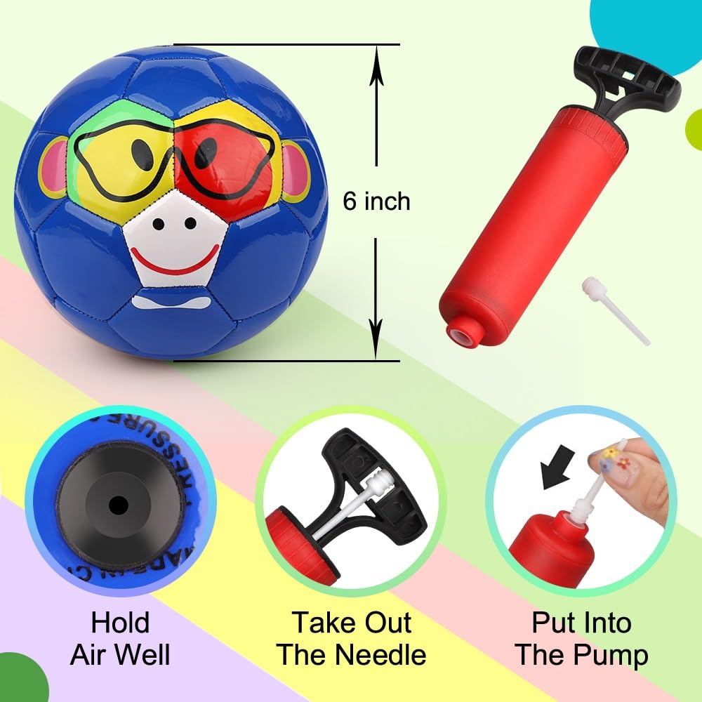 Dilabnba Mini Soccer Balls for Kids Toddlers 6-12 Months, 6'' Bouncy Soccer Footballs Sport Gear, Cute Little Animal Face Balls, Cool Soft Ball Gift for Girls Boys 2 3 4 5 6 7(3 PCS)