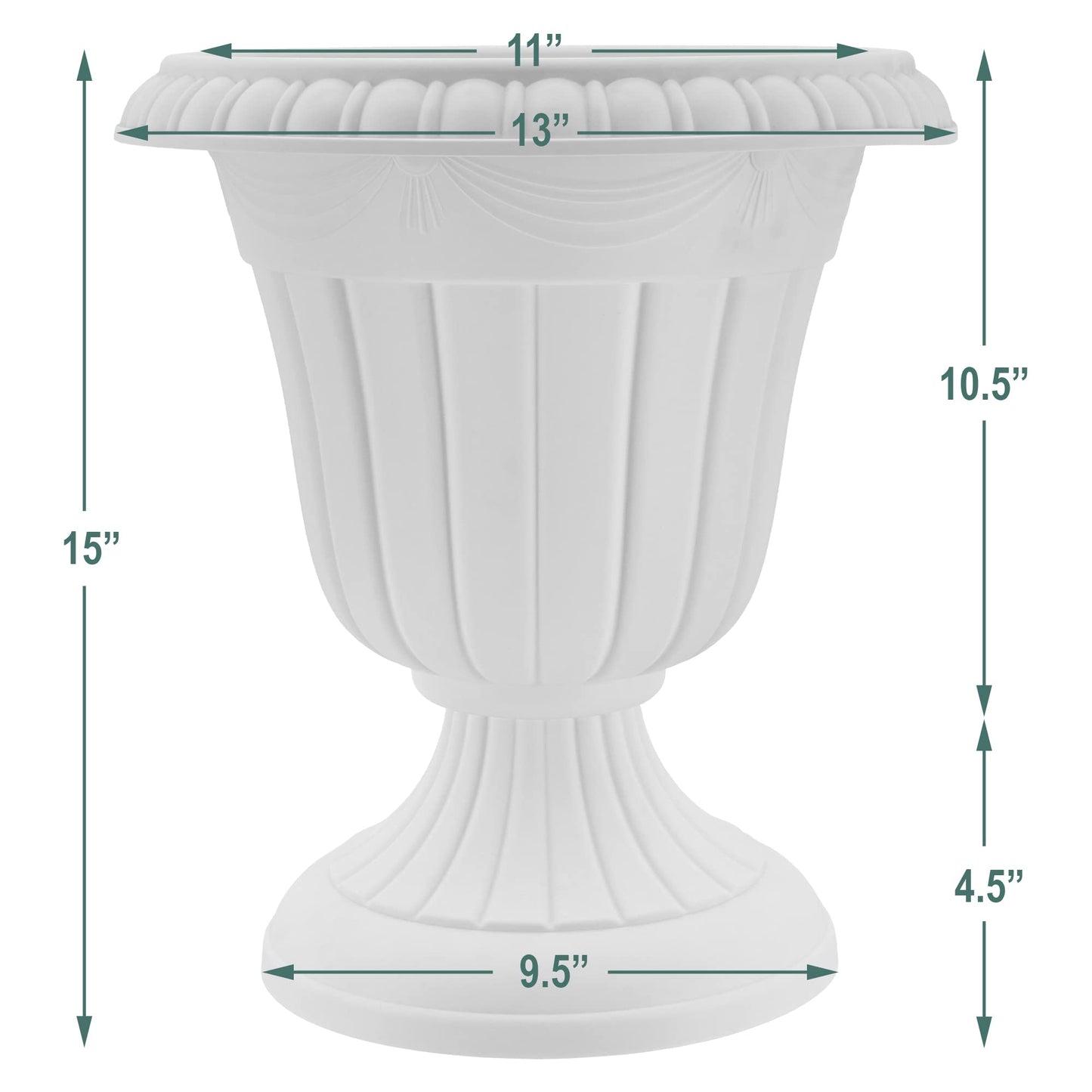 Arcadia Garden Products PL10CP Classic Traditional Plastic Urn Planter Indoor/Outdoor, 15" x 13", Brushed Copper