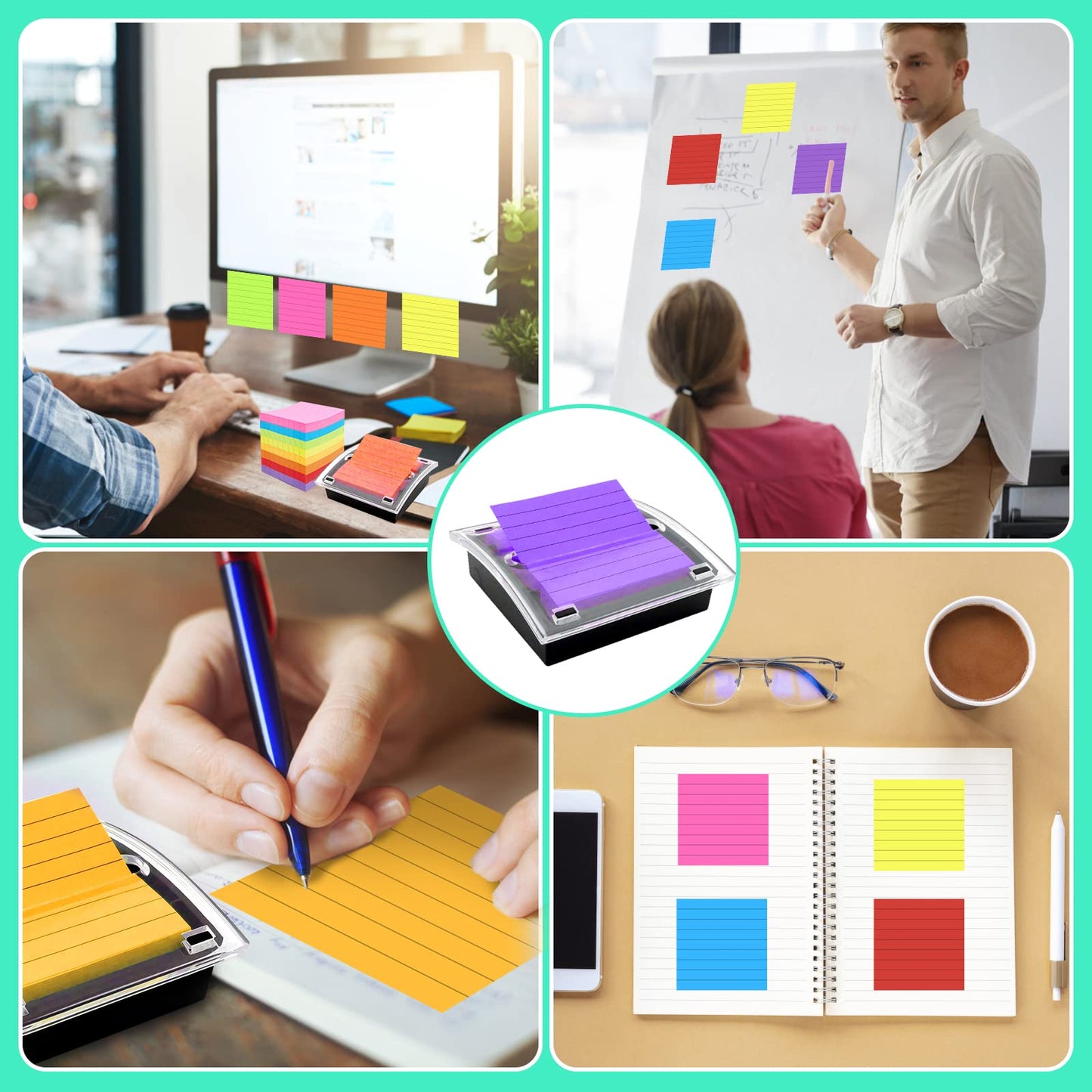 Pop Up Sticky Note Dispenser Sticky Note Holder Pop Up Note Dispenser Transparent Top for 3 x 3 Inch Sticky Notes School Office Home Store Black Base Clear Top (2)
