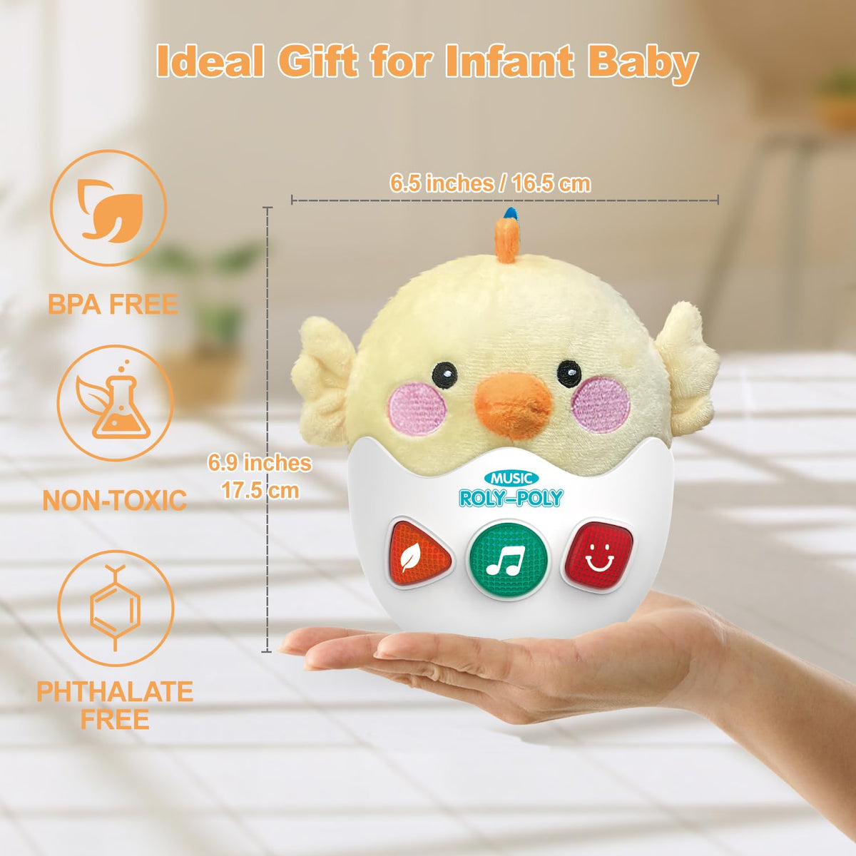 WOWOHAGE Baby Toys 0-6-12 Months, Plush Musical Toys, Cute Stuffed Animal Infant Toys with Light & Sounds, Roly-Poly Sensory Toy Birthday Gift for Newborn Boys & Girls