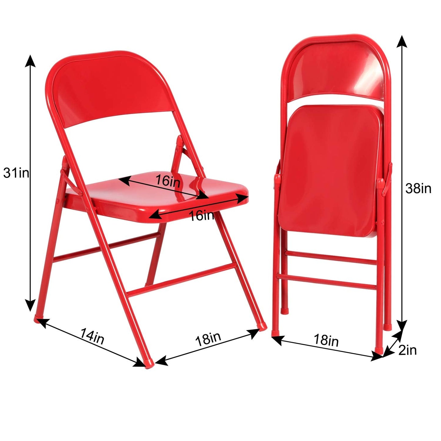 VECELO Metal Folding Chairs 4 Pack, Double Hinged Steel Frame Easy Foldable&Stackable for Office Kitchen Dinning Wedding Patio and Garden