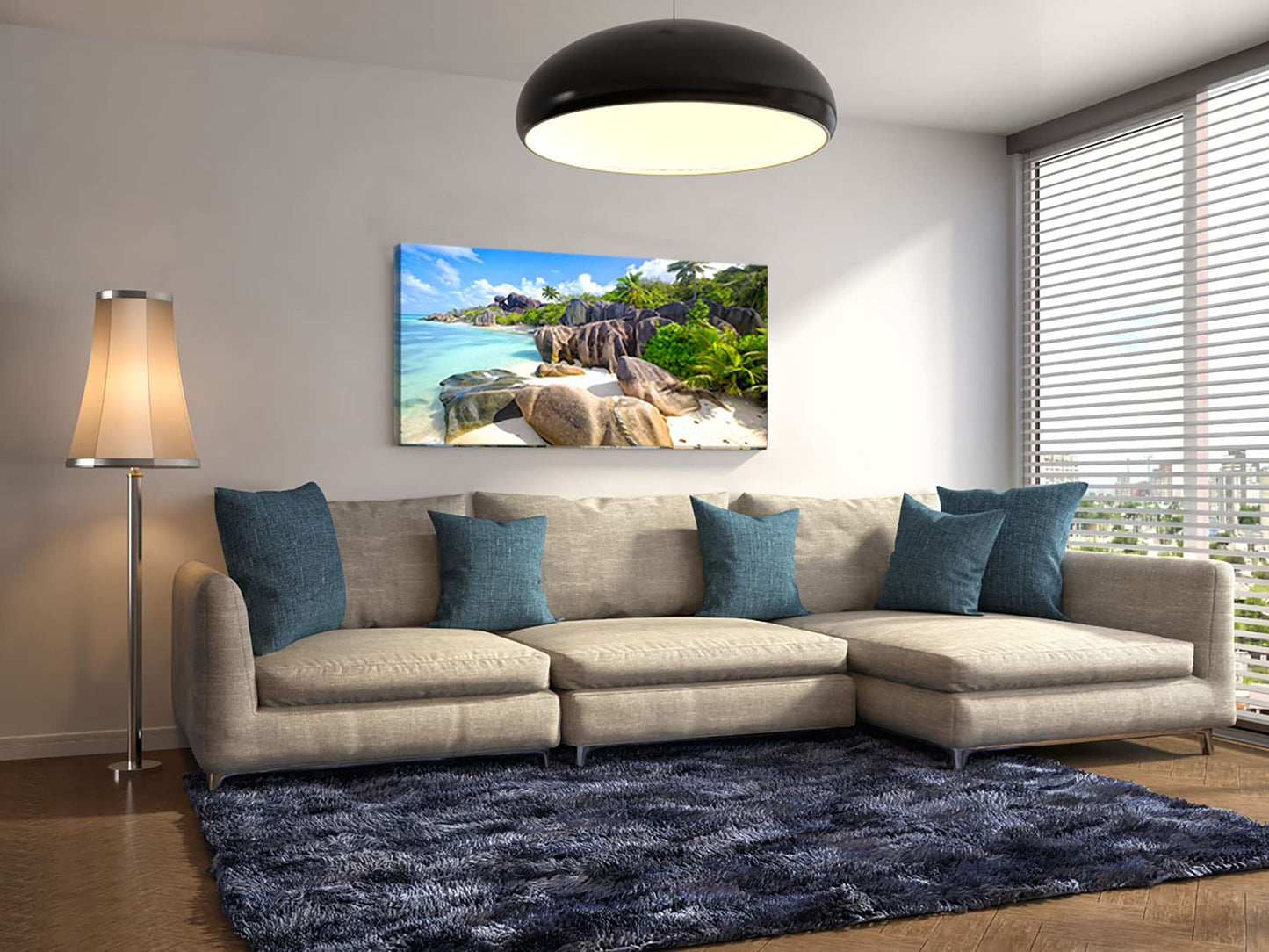 YYYYHPP YP0775 Beach Wall Art Picture Wall Art Stone Coconut Trees on Sands Beach Seascape Scenery Painting Nature Picture for Bedroom Home Office Wall Decor