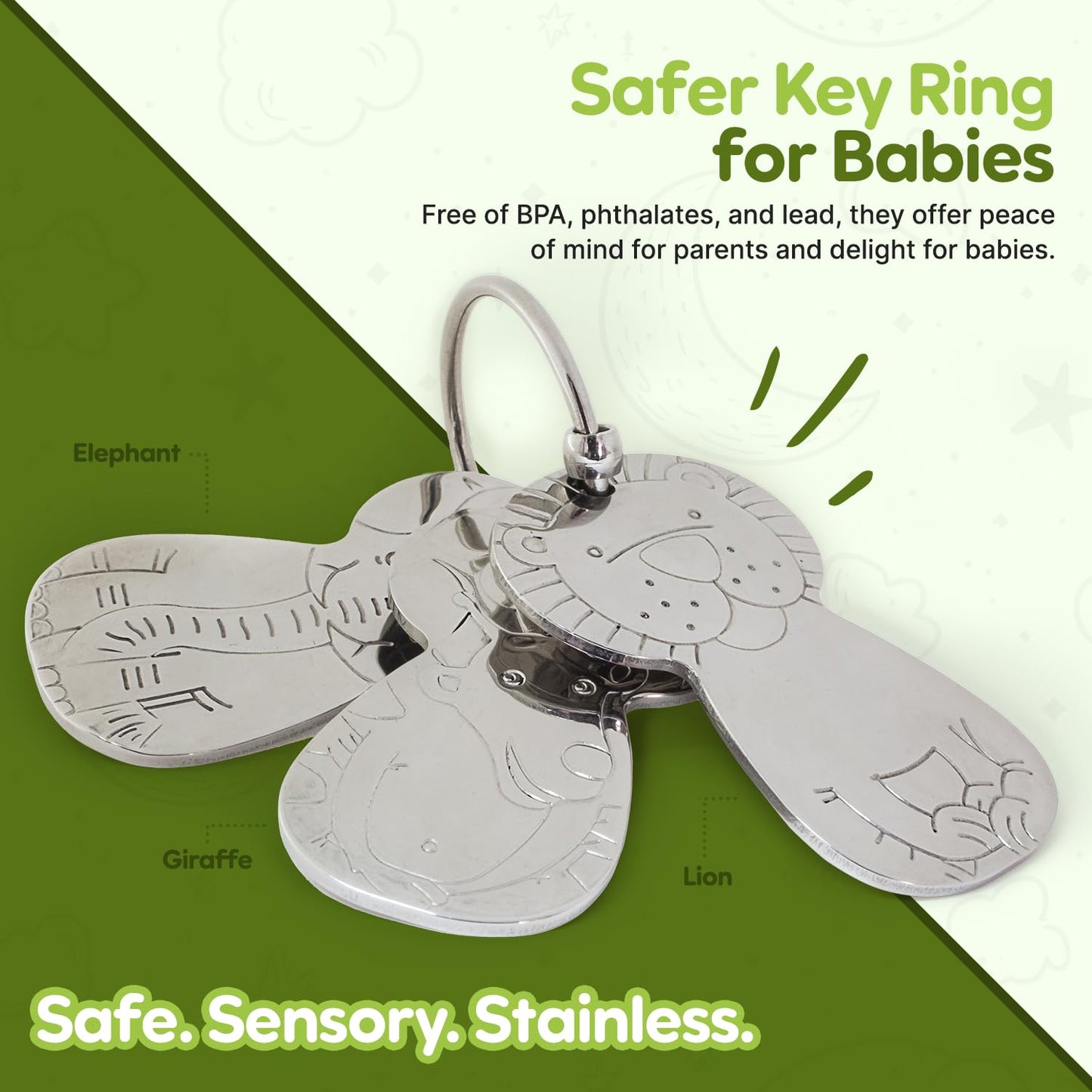 Kleynimals – Original Stainless Steel Toy Keys for Babies – Made in USA, Heirloom Quality, Safe, Non-Toxic, BPA-Free – Ideal for Sensory Play & Early Development - Mom Owned & Invented