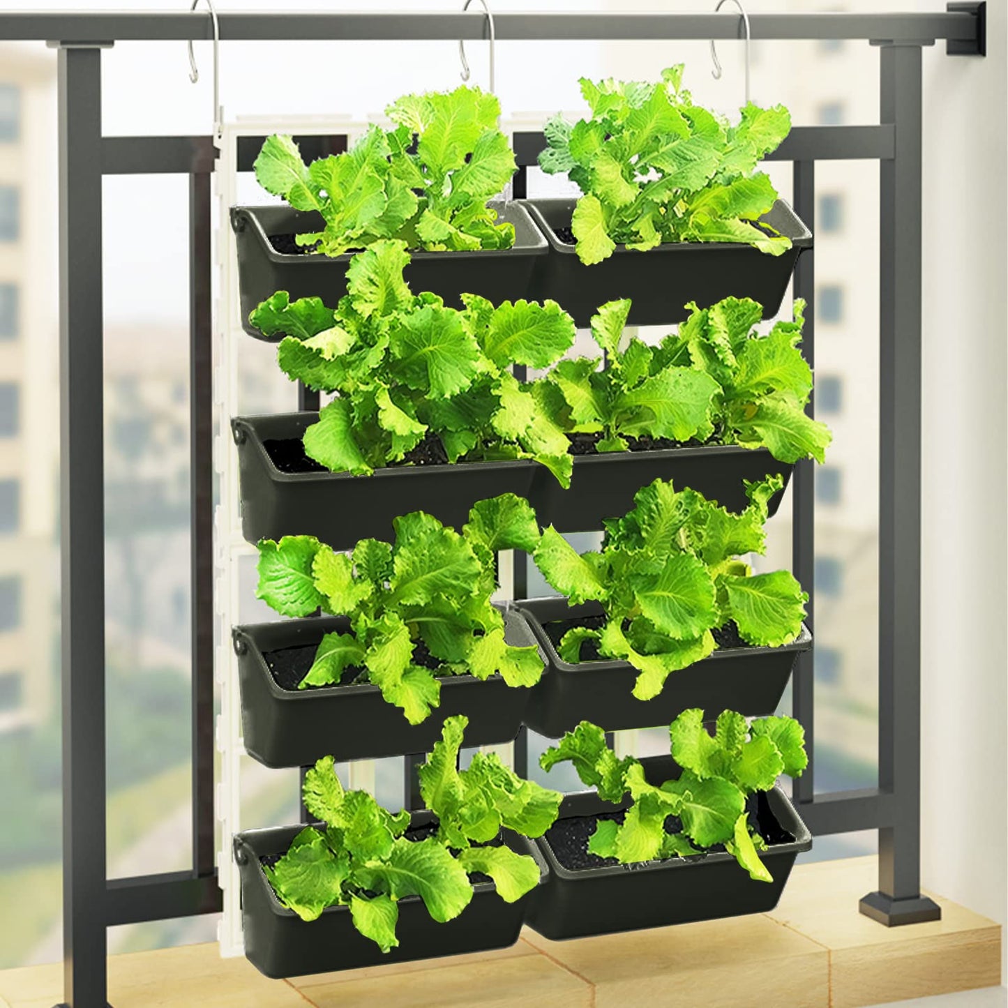 WANLECY 8 Pockets Vertical Planters Indoor Outdoor Living Wall Mounted Garden Wall Planter for Herb Plants, Balcony Decoration (Dark Green)