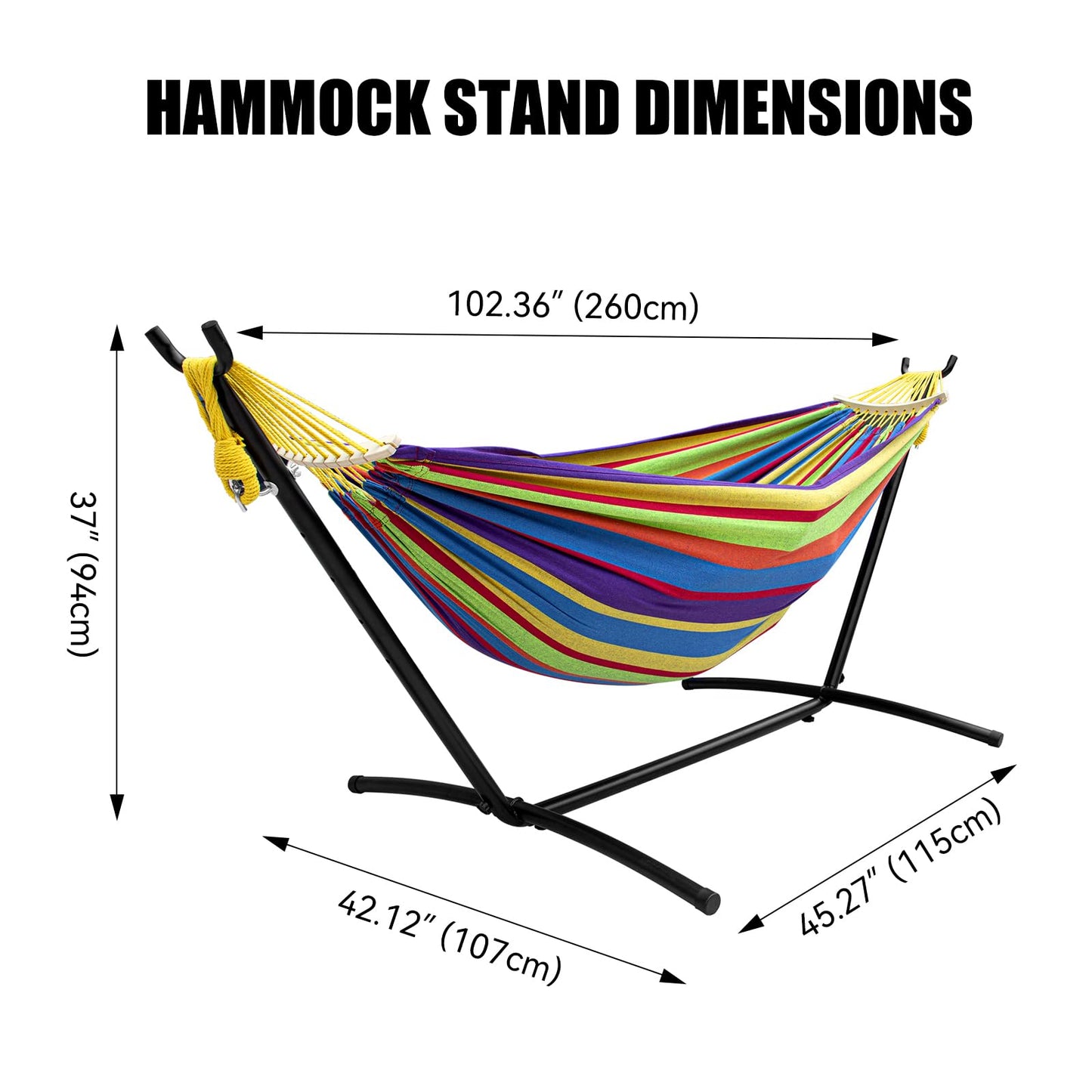 SZHLUX Double Hammock with Stand for Outside 450lb Capacity Steel Stand, Premium Carry Bag Included and Two Anti Roll Balance Beam