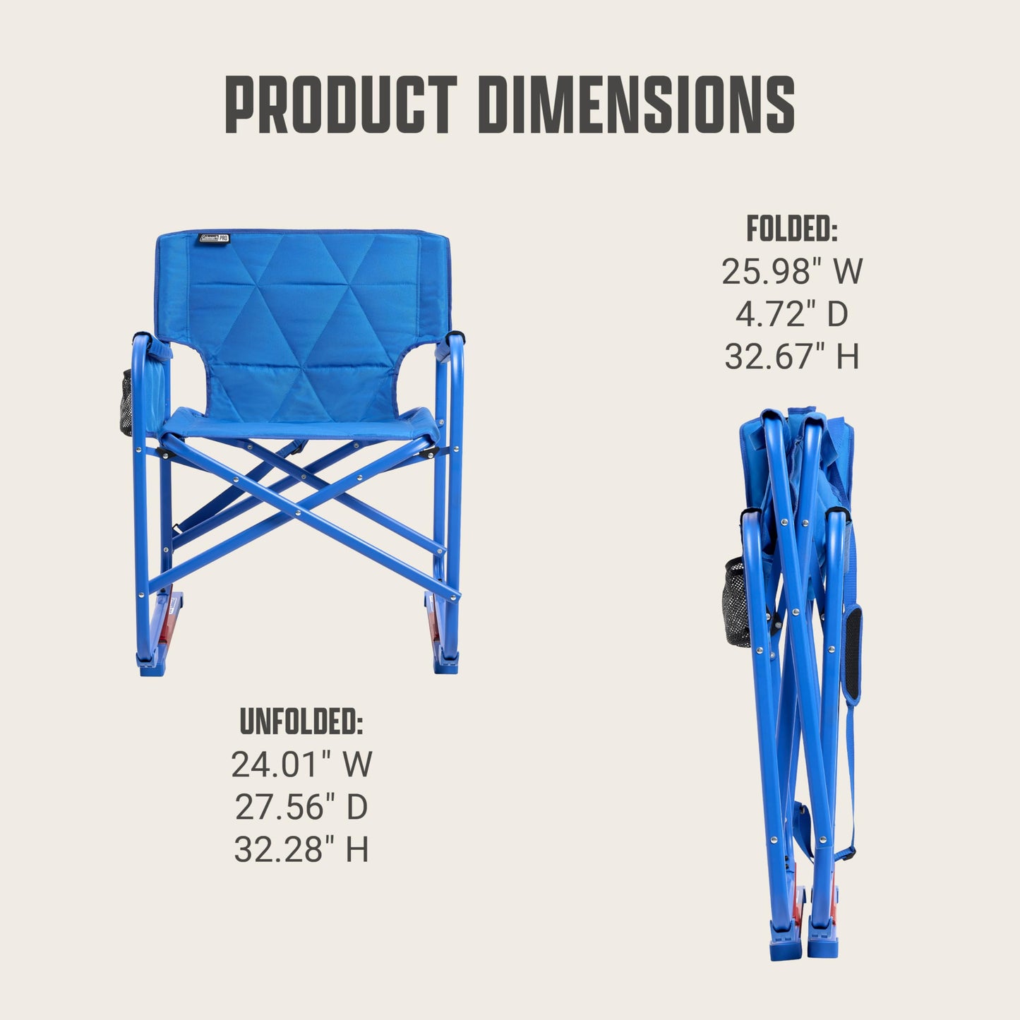 Coleman Pro Rocker Chair, Easy & Fast Folding, Up to 250lb Capacity, Great for Camping, Easily Portable, Neptune