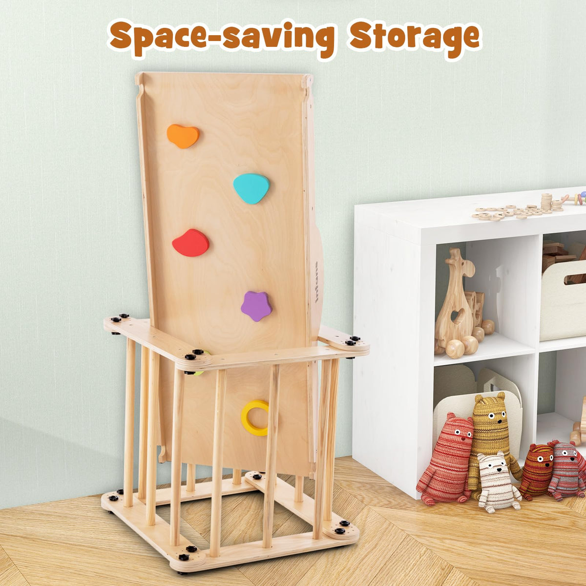 INFANS 12 in 1 Climbing Toys for Toddlers, Upgrade Wooden Montessori Foldable Triangle Climber Set with Reversible Ramp Slide Ladder Seesaw, Indoor Pikler Climb Activity Jungle for Kids Age 3+
