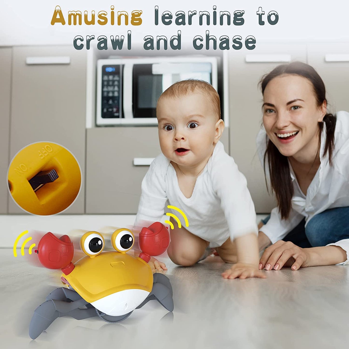 Yeaye Crawling Crab Baby Toys Infant - Tummy Time Toy Gifts for 3 4 5 6 7 8 9 10 11 12 Boy Girl with Learning Crawl System Music for 0-6 6-12 12-18 36 Months Walking Toddler Birthday Gift(Orange)