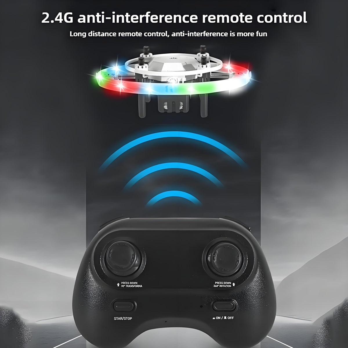 Kodbiby RC Drone, 2-in-1 RC Drone Aurora Ball with RGB Gradient Lighting, 360° Rotation, Air Pressure Setting, Speed Witching, Modular Battery, One Key Funtion Aurora Ball Toys