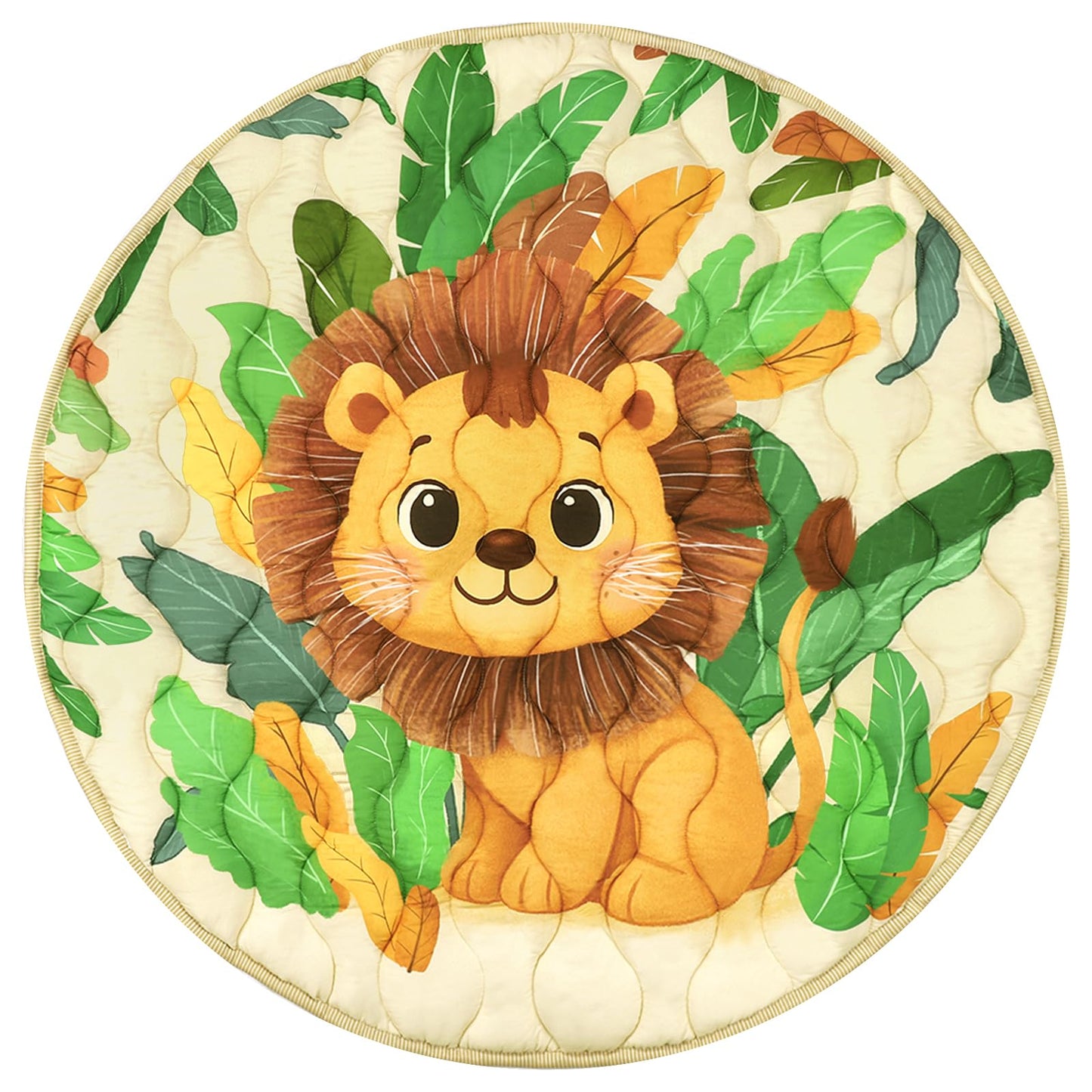 WINGHENLEE Baby Round Play Mat, Premium Thicker Foam Baby Mat for Floor, Tummy Time Foldable Baby Foam Play mat for Babies, 40 * 40 Round Anti-Slip Activity Mats for Infant and Toddler, Lion