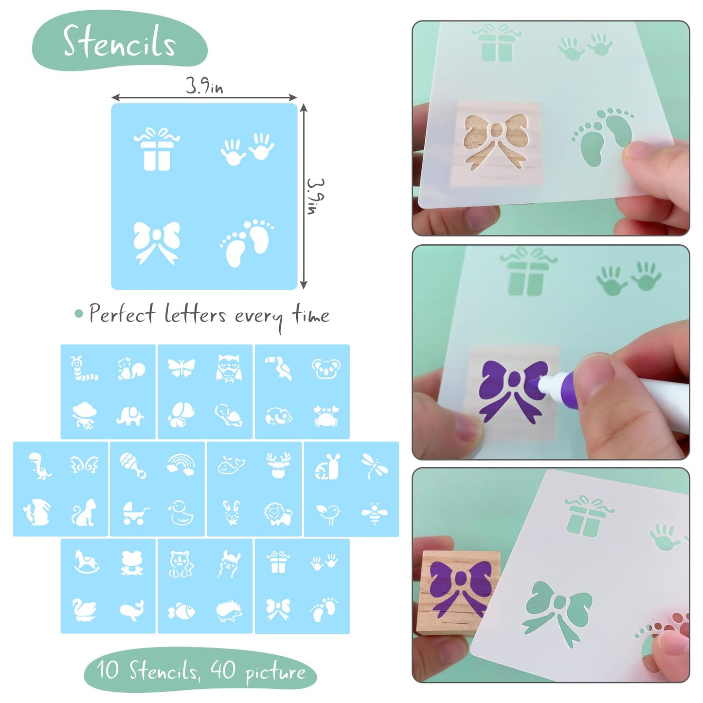Aisharery 117 Pcs Baby Shower Blocks to Decorate Game Kit Includes 52 Wooden Blocks 24 Markers 1 Game Sign 40 Templates to Paint (Kraft)
