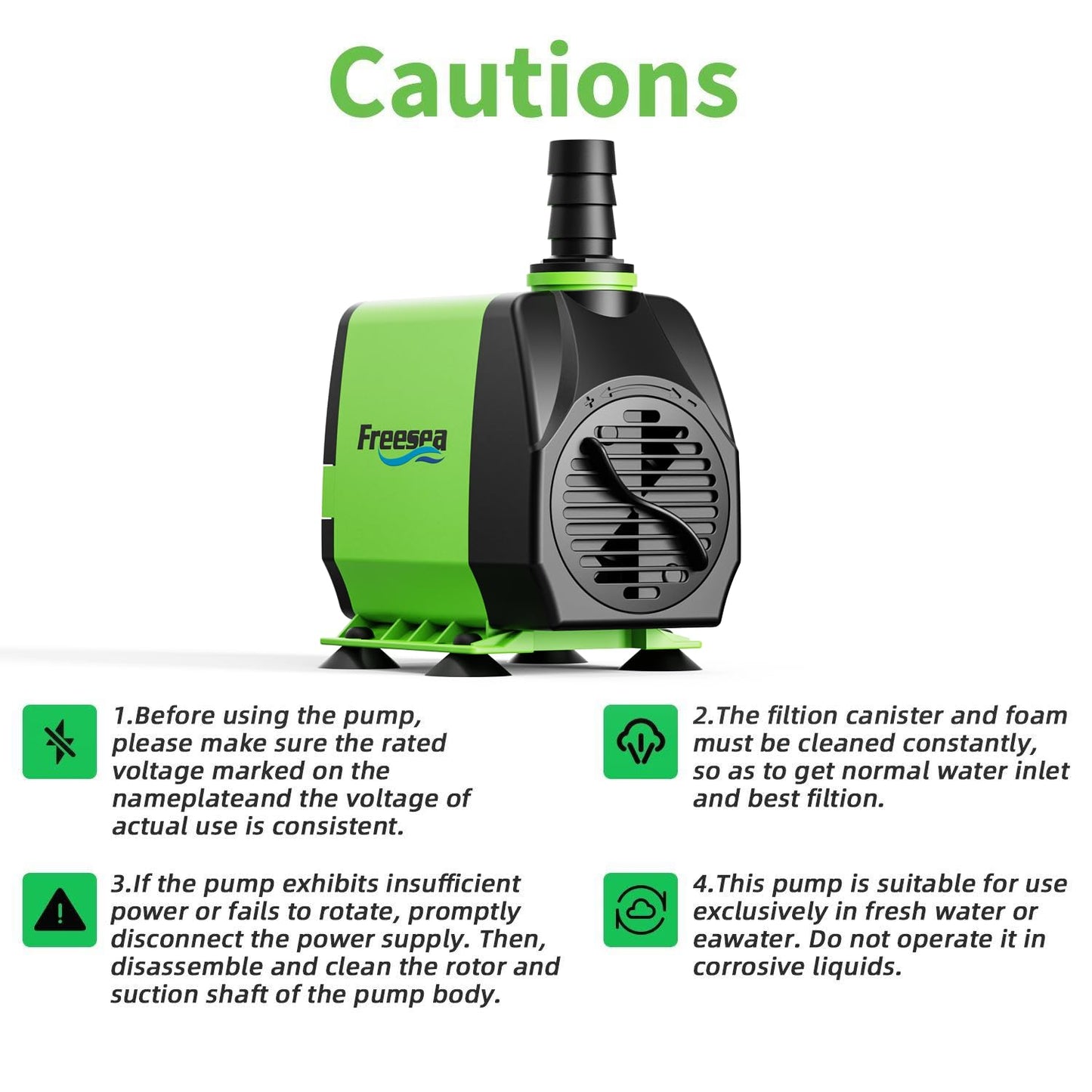 FREESEA Fountain Submersible Water Pump: 800GPH 45W Adjustable Small Pond Pump with 5ft Tubing Hose and 3 Nozzles 10ft High Lift for Outdoor | Hydroponics | Waterfall | Aquarium | Fish tank