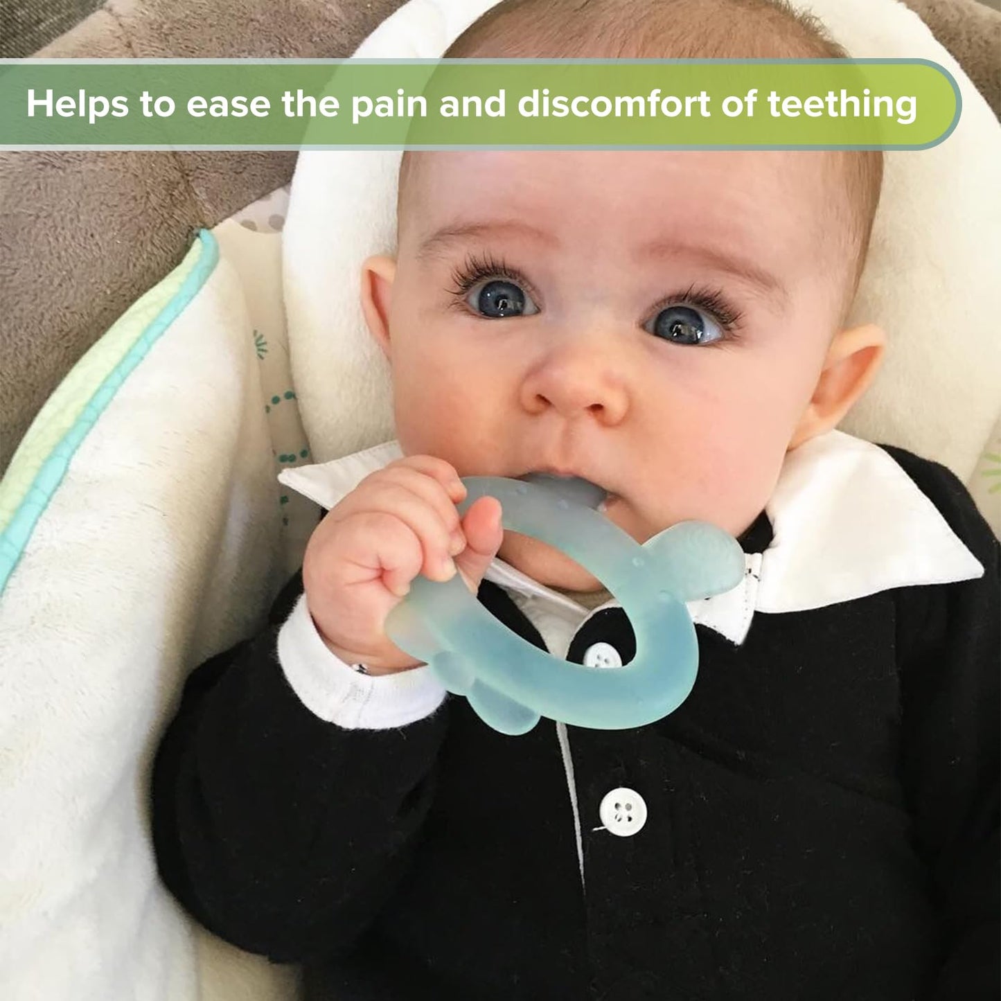 Haakaa Silicone Baby Teether - Rabbit Ear Frozen Teething Toy for Babies 3-6 Months- Cold Teething Relief - BPA Free Silicone-Pink