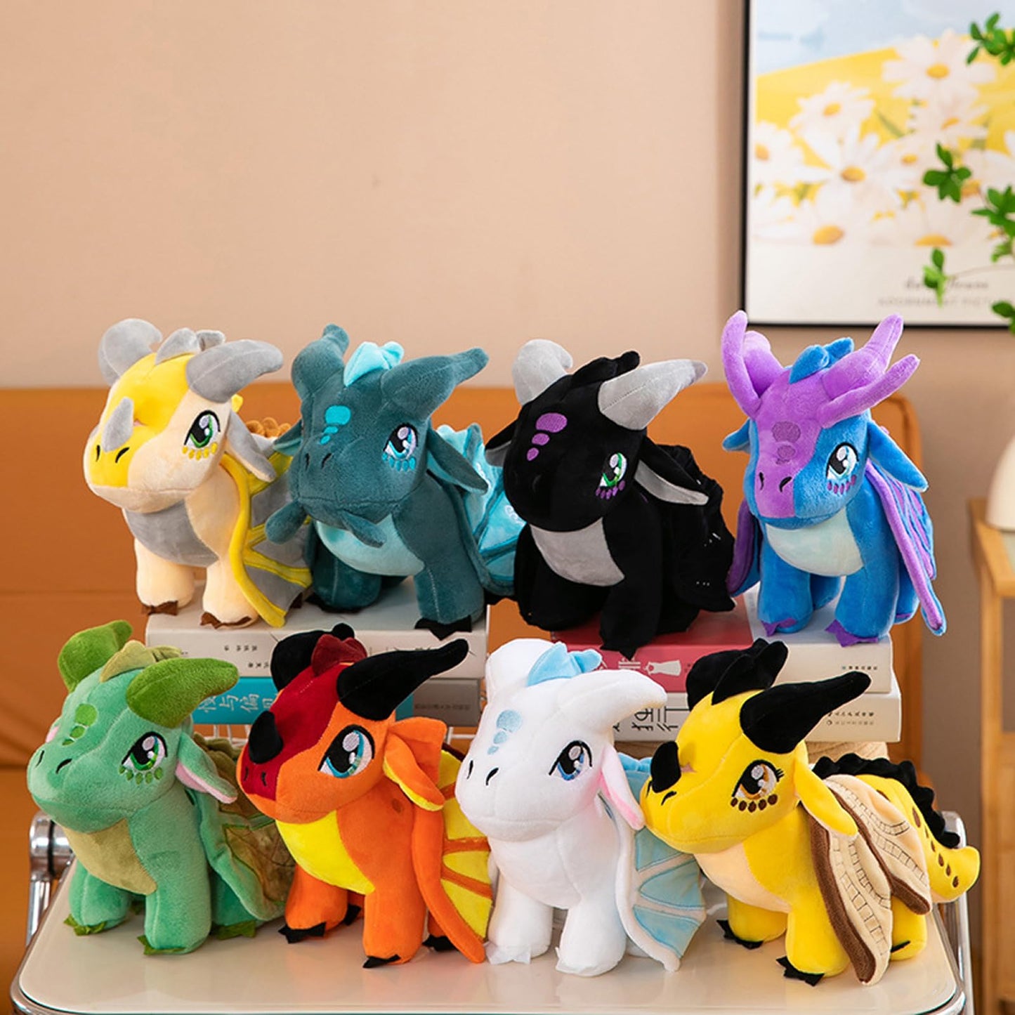 TOLLION Cuddly Plush Wings Dragon Plush Toy Soft Dragon Stuffed Animals Pterosaur Plush Flying Dragon Pillow Plushies Gifts for Fans Adults Kids Boys Girls Toys,9.8 Inches (White)