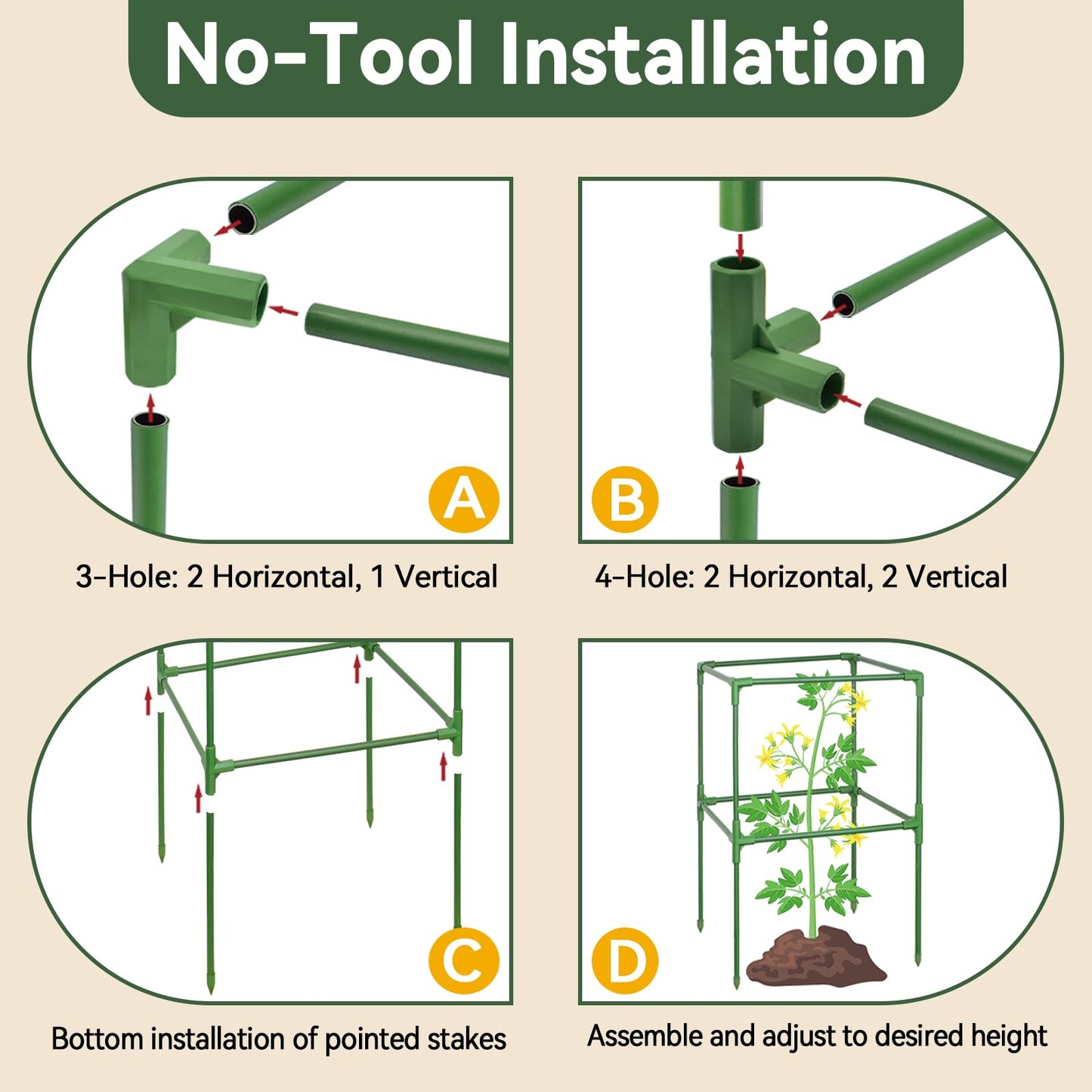 Halatool 2 Pack 60in Square Tomato Cages for Garden, Heavy Duty Adjustable Metal Tomato Trellis for Climbing Plants – Green Plant Support Stakes for Vegetables Flowers Fruits & Raised Bed Outdoor