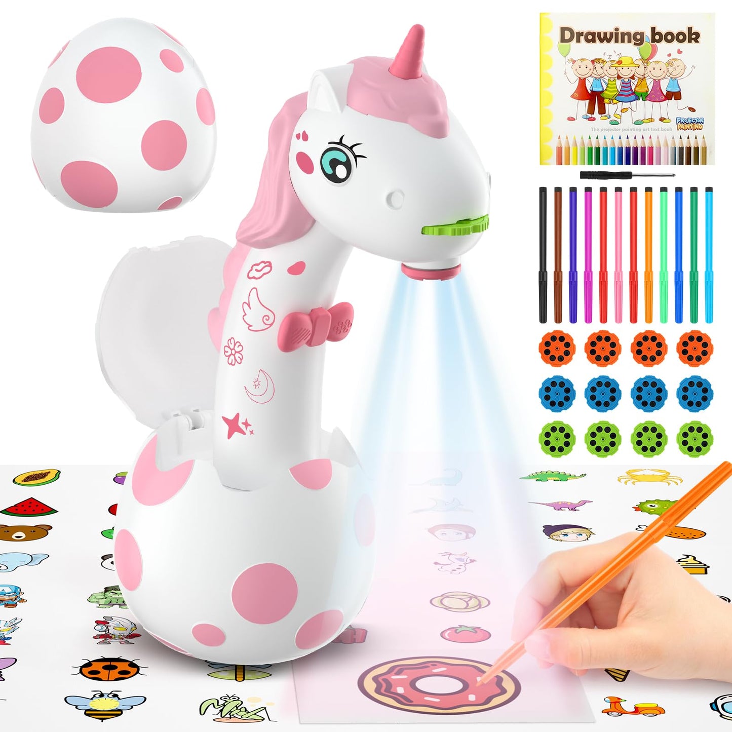 KETIEE Unicorn Drawing Projector Toys for Ages 5-7: Smart Art Sketcher Tracing and Drawing Projector for Kids with 96 Stencils, Spring for Girls Boys Ages 3+