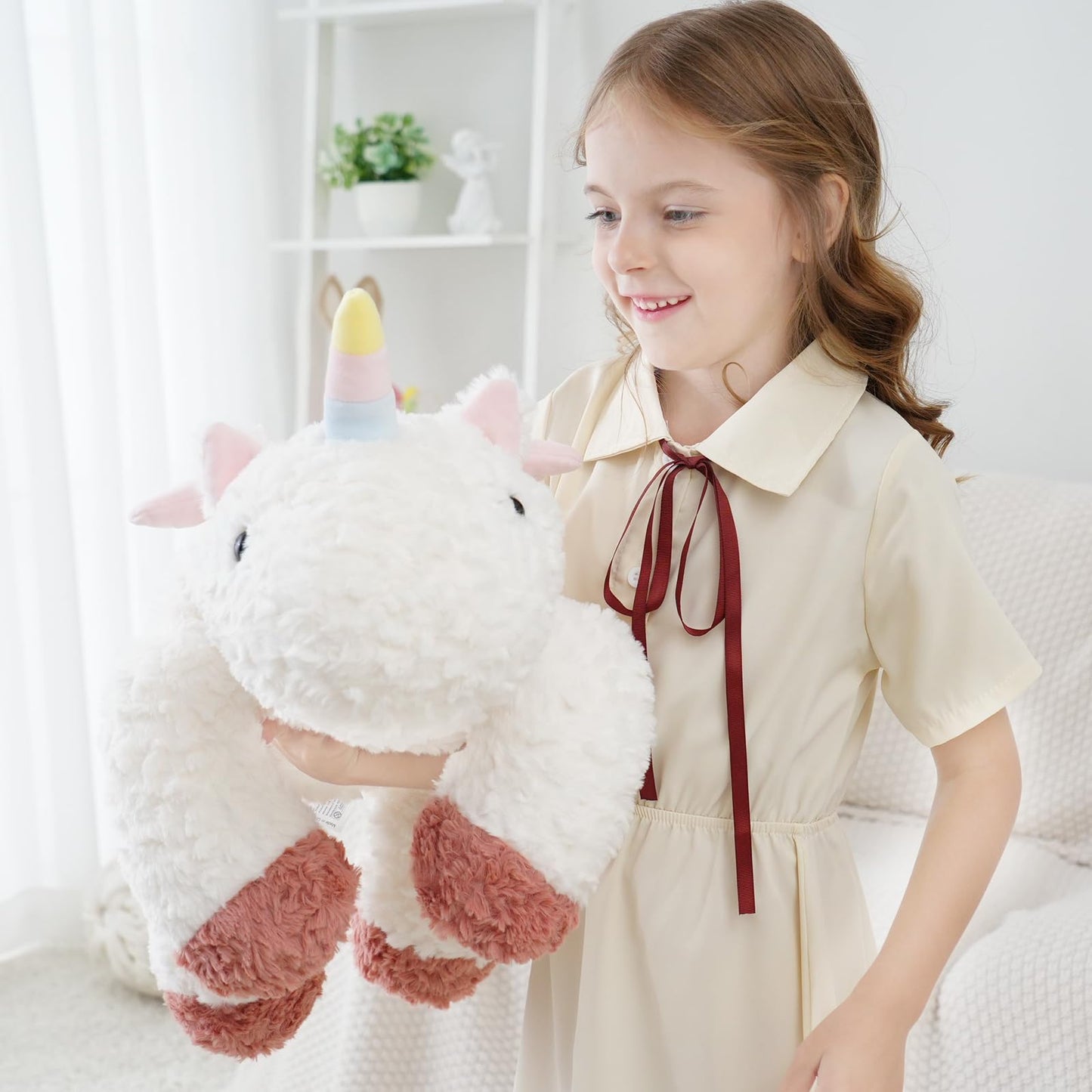 YGZE Weighted Unicorn Stuffed Animal – 24 Inch, 4 lb Calming Plush Toy for Girls and Kids, Soft and Huggable Gift for Birthdays and Holidays