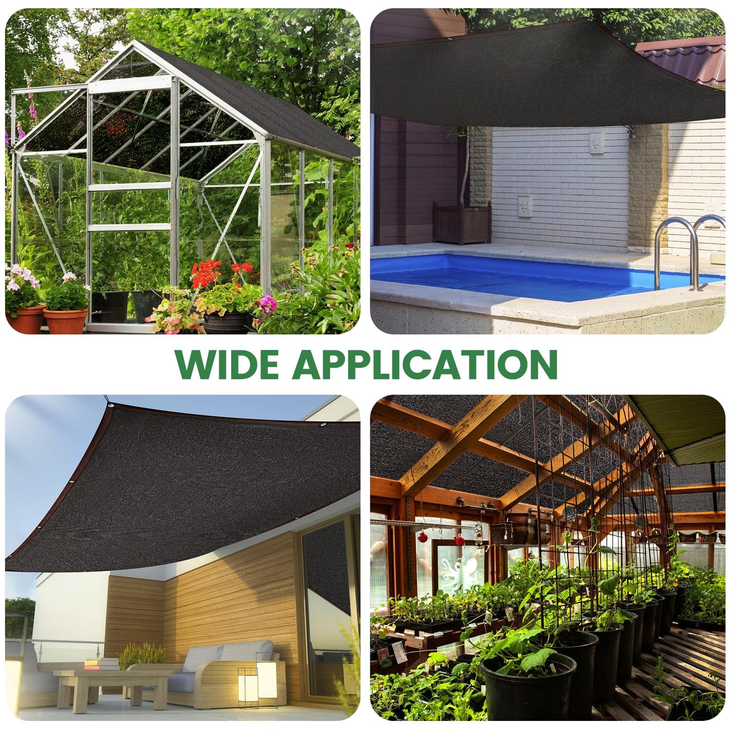 Homiton 70% Shade Cloth, 14FTx20FT HDPE Mesh Tarp with Reinforced Grommets, Outdoor Sun Shade Net for Greenhouse, Plants, Garden, Pergola, Patio, Chicken Coop (14FT*20FT)