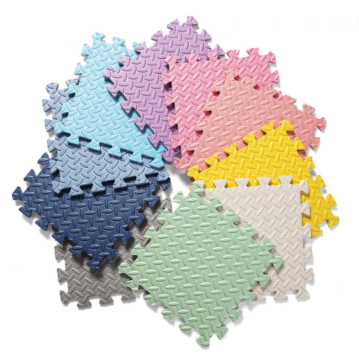Tamiplay Foam Floor Mats for Kids, 12 x 12 Inch 16 Tiles 0.4" Thickness Foam Play Mat, Non-Toxic Square Interlocking Floor Mats Rubber Baby Play Mat for Toddlers(White/Gray/Bean Green)