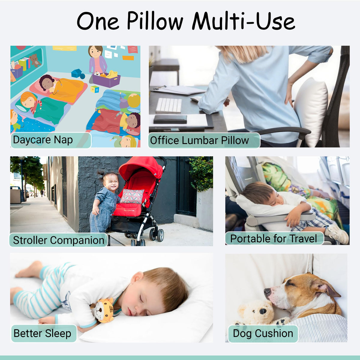 ZPECC Toddler Pillow with Pillowcase - 13x18 Organic Cotton Hypoallergenic Kids Pillow, Baby Essentials for Travel Crib Daycare Stroller (Intended for Age 2 and up) Ocean