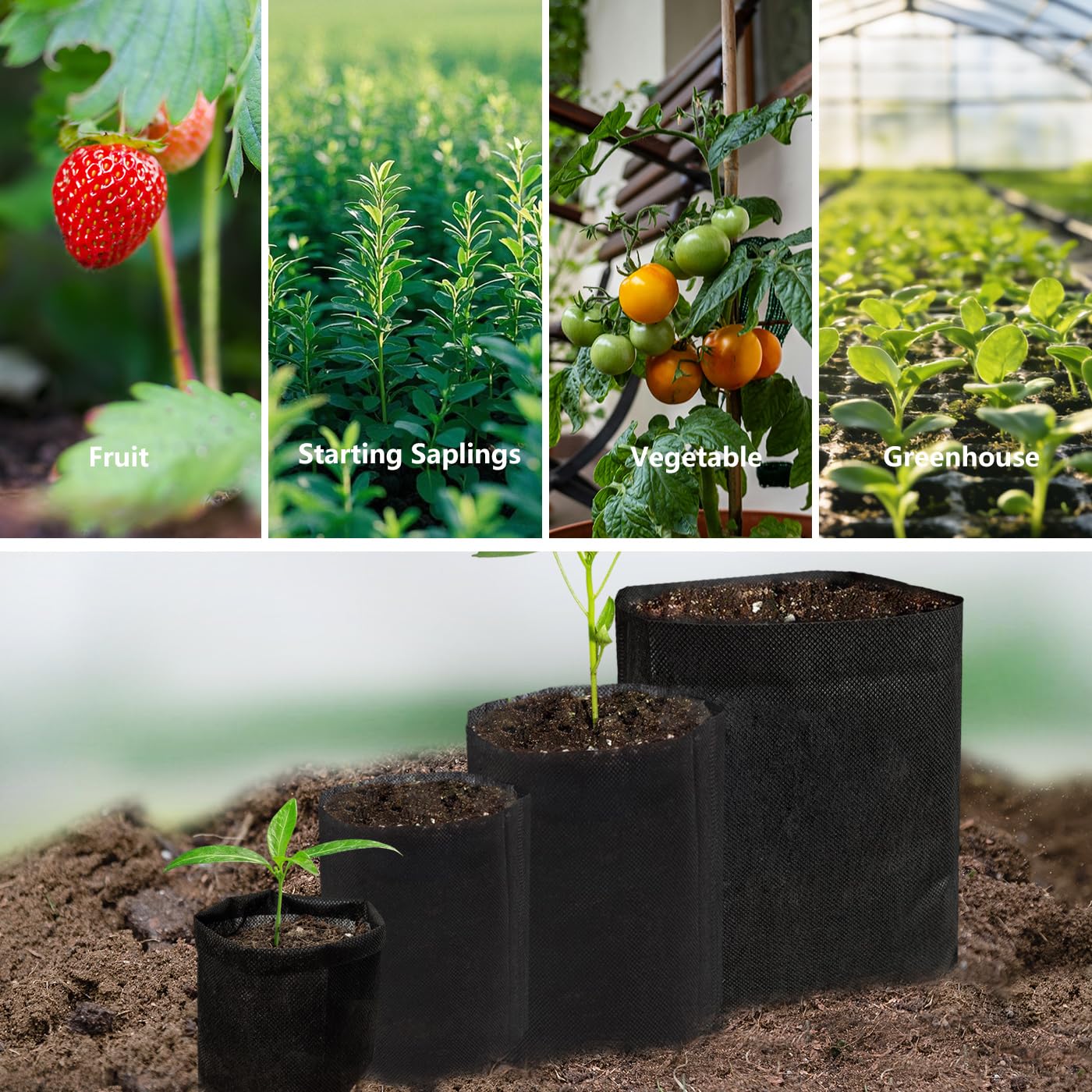 Belit 0.2 Gallon Nursery Growing Bags, 100 Pcs Non-Woven Plant Bag for Gardening, Potato, Flower, Tomato Plant Starts