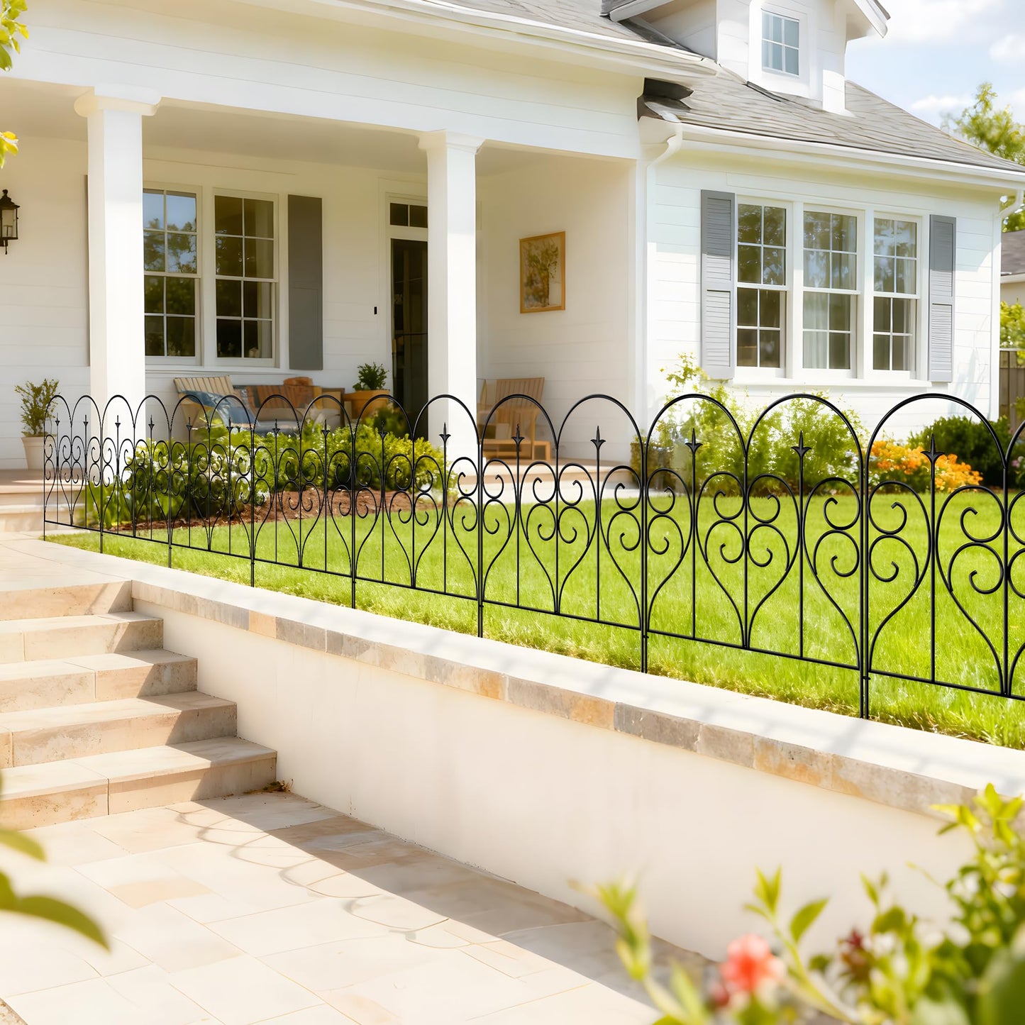 Thealyn Garden Fence 32" H x 10ft (5 Panels), No Digging Heavy Duty Metal Fence Panels, Rustproof Outdoor Dog Fence Animal Barrier, Decorative Fencing for Flower Bed, Yard, Landscape Edging