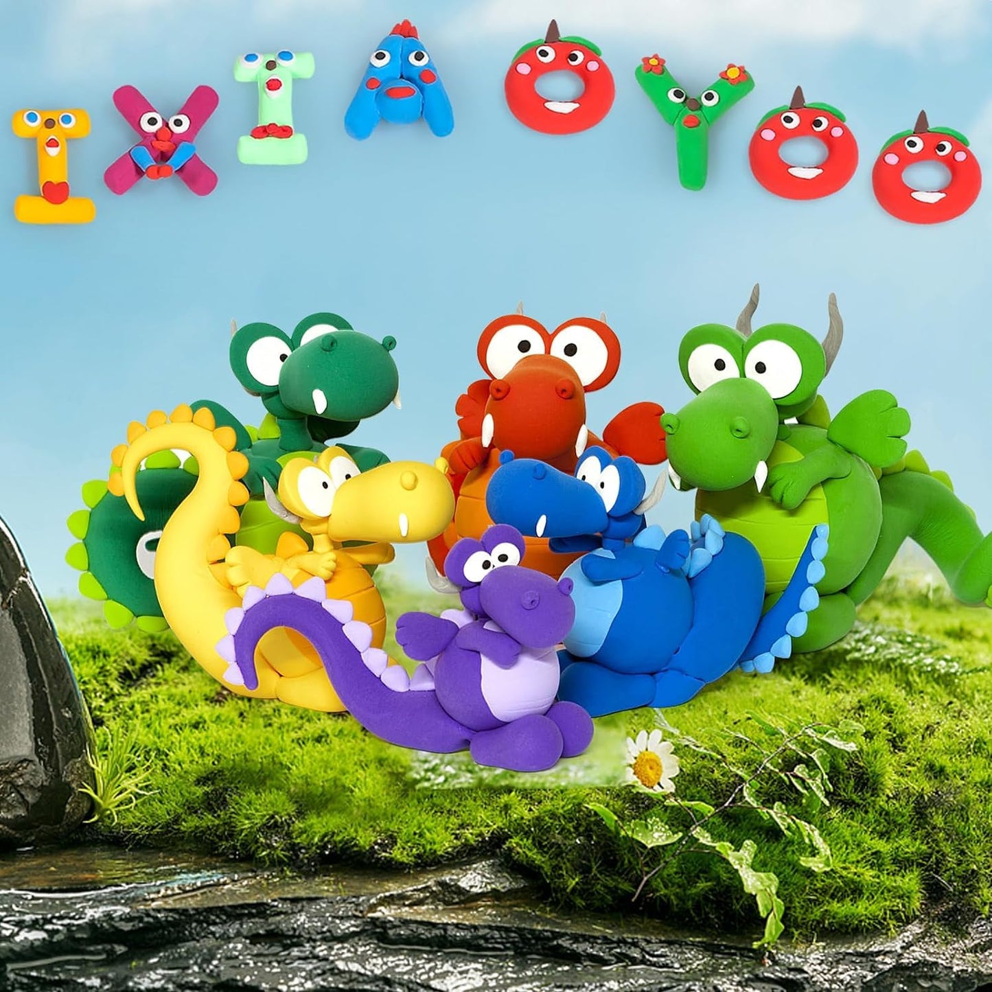 Ixiaoyoo Air Dry Clay, 50 Colors Modeling Magic Clay for Kids, Soft & Non-Sticky, Creative DIY School Arts & Crafts Kit, Home Party Favors, Toys Gifts for Age 3 4 5 6 7 8+ Years Old Boys Girls Kids