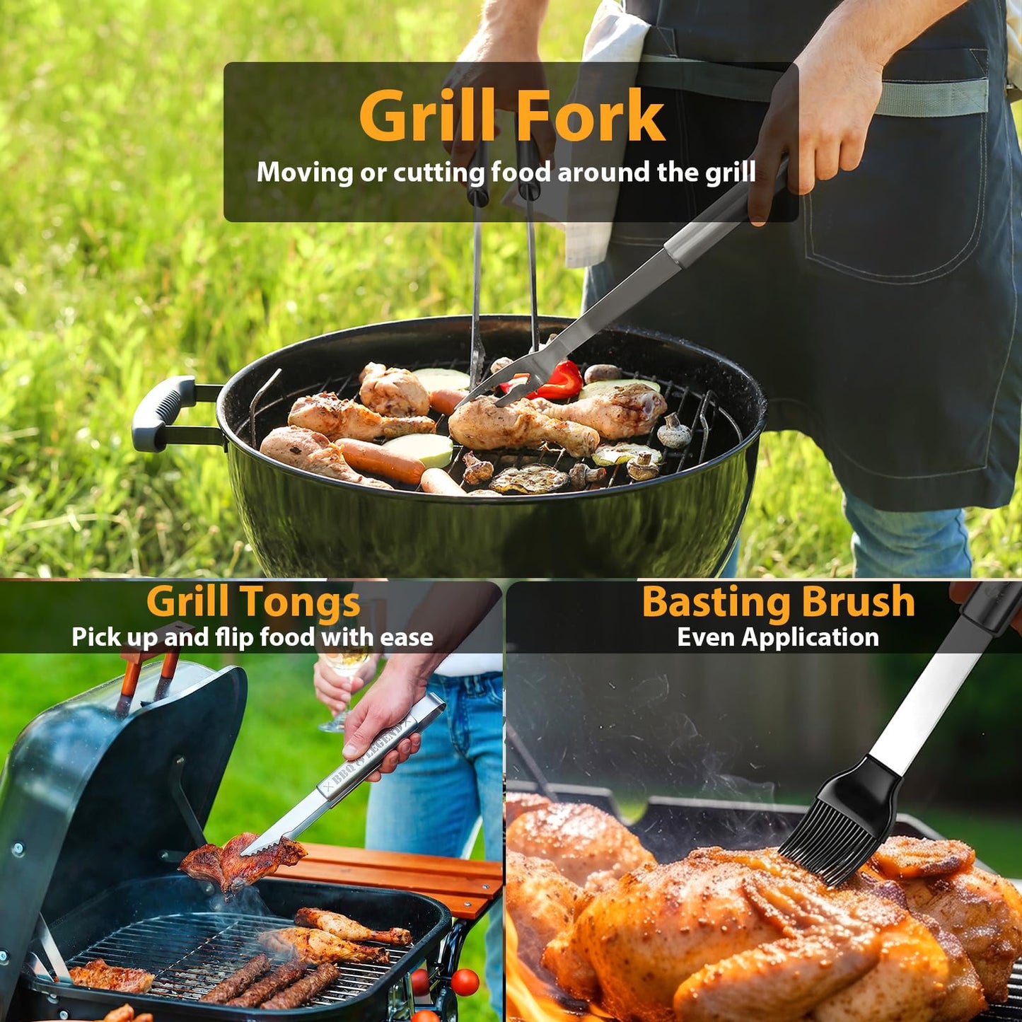 Retirement Gift for Men BBQ Grill Tools Set with Spatula Fork Tongs Brush Apron Heavy Duty Stainless Steel Grilling Accessories in Aluminum Case Retired Gifts for Dad Grandpa Coworker Teacher Boss