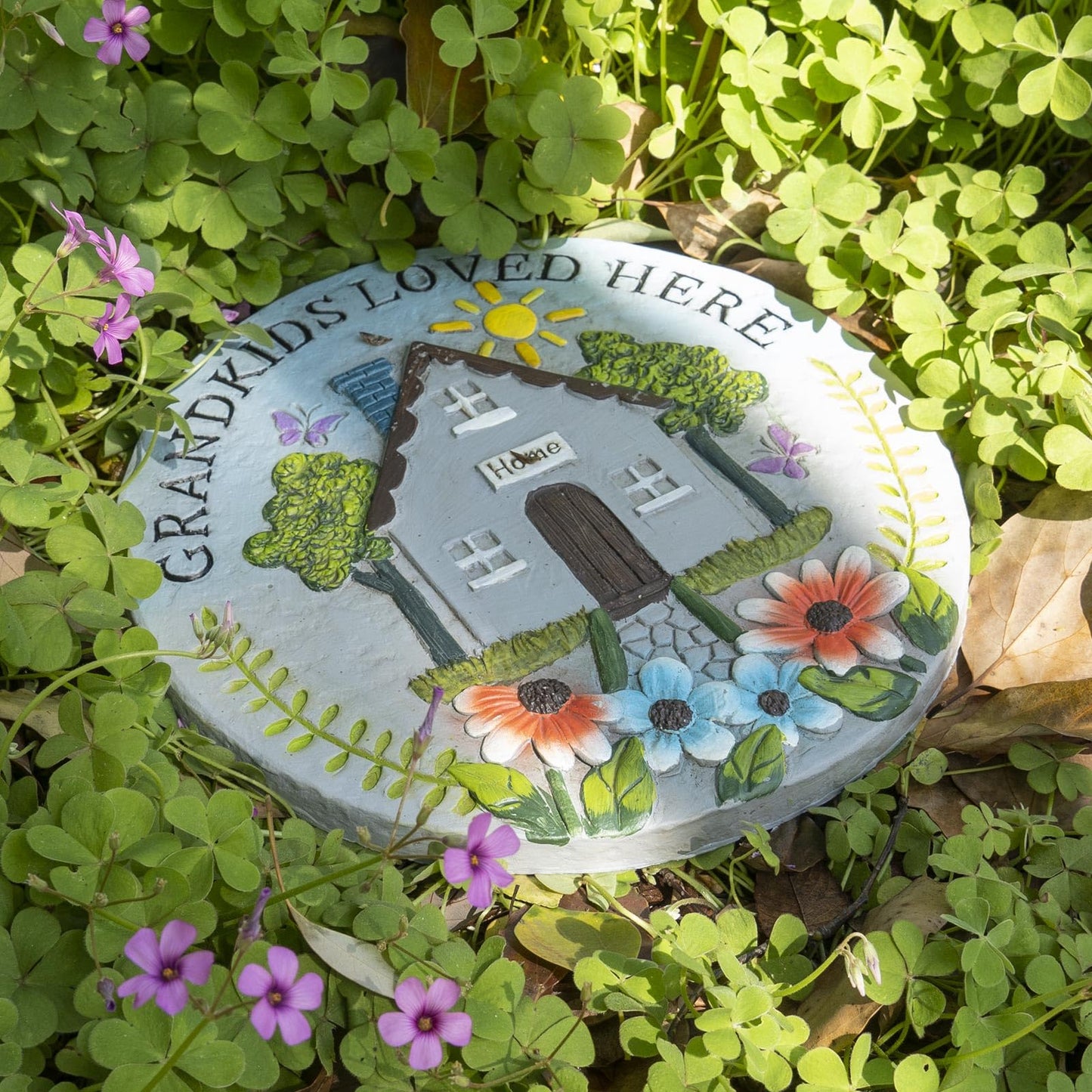 Bechivie Grandma Garden Stepping Stone Yard Walkway Step Stone Grandma Gifts from Grandchildren Home Outdoor Decor Lawn Concrete Stepping Stones with Sayings Outside Decorations