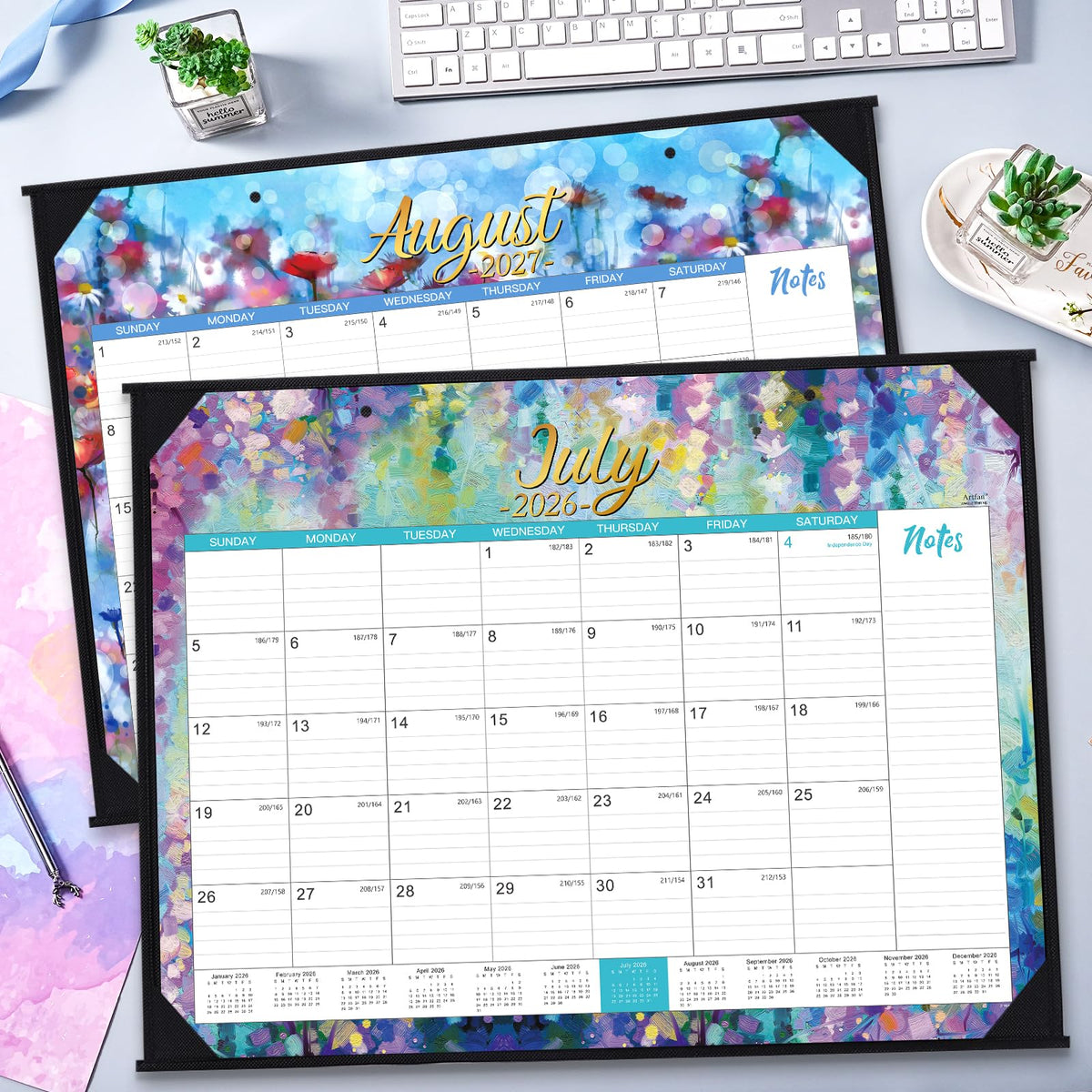 2026-2027 Desk Calendar - Large Desk Calendar 2026-2027, Jul 2026 - Dec 2027, 22" x 17", 26-27 Calendar Large 18 Months with Corner Protectors + Large Ruled Blocks, Desk Pad, To-Do List & Notes