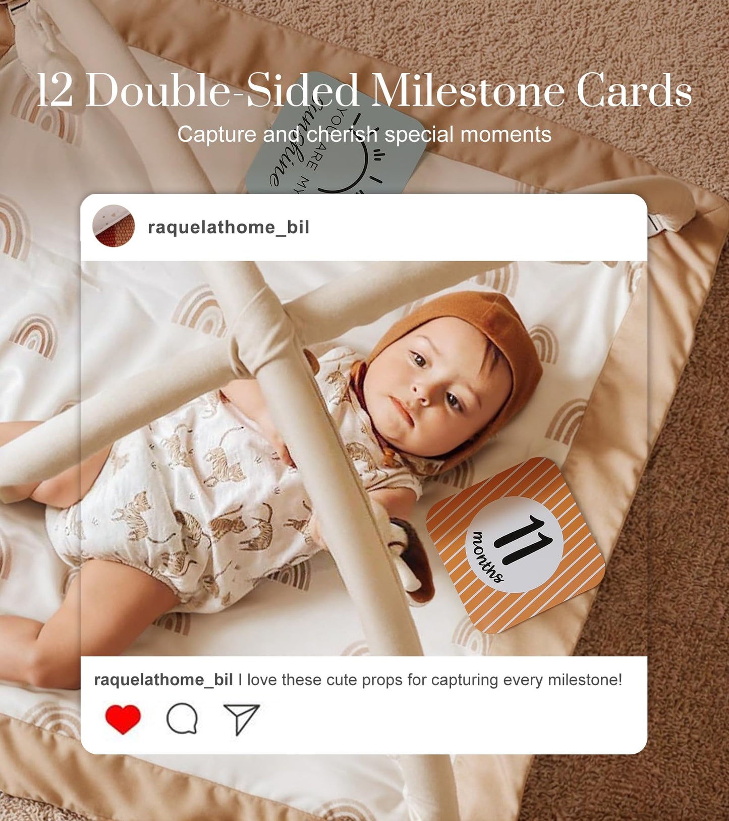 Mallify Washable Tummy Time Mat, Deluxe Baby Play Mat, Baby Play Gym with 6 Featured Toys and 12 Milestone Cards, Baby Gym for Infant & Toddler, Baby Play Mats for Floor, Non Slip Play Mat