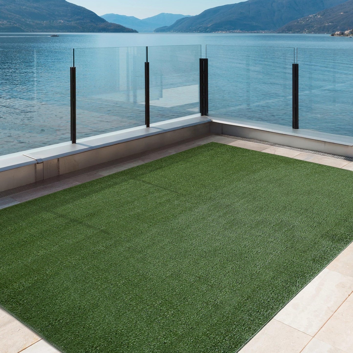 iCustomRug Synthetic Grass Rug – 6 x 12ft Lawn Green Turf Carpet for Patios, Yards, Boats, Camping – Indoor/Outdoor Use