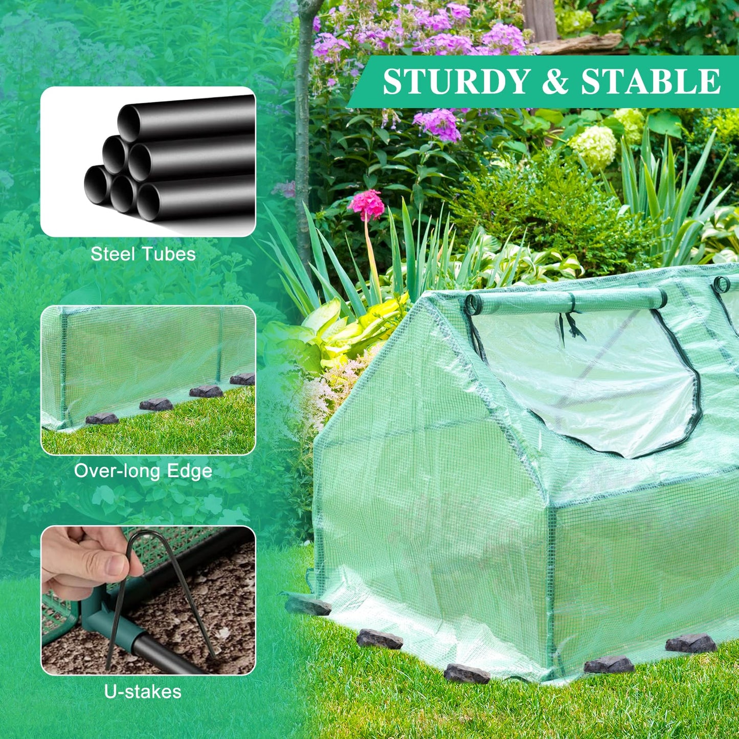 BPS 6x3x3 FT 3-in-1 Mini Greenhouse Kit, Small Greenhouse with Triple-Layer Window for All-Season Vegetable and Plant Growing