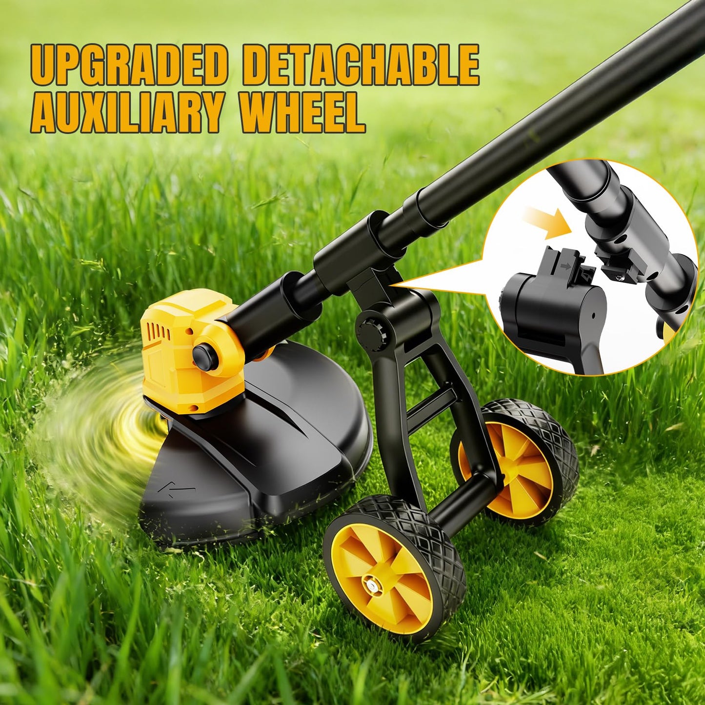 3 in 1 Cordless String Trimmer Compatible with Dewalt 20V Battery (NO Battery), 14" Electric Weed Wacker with Wheel, Lightweight Battery Powered Weed Eater/Edger Trimmer/Grass Trimmer w/8 Line Spools