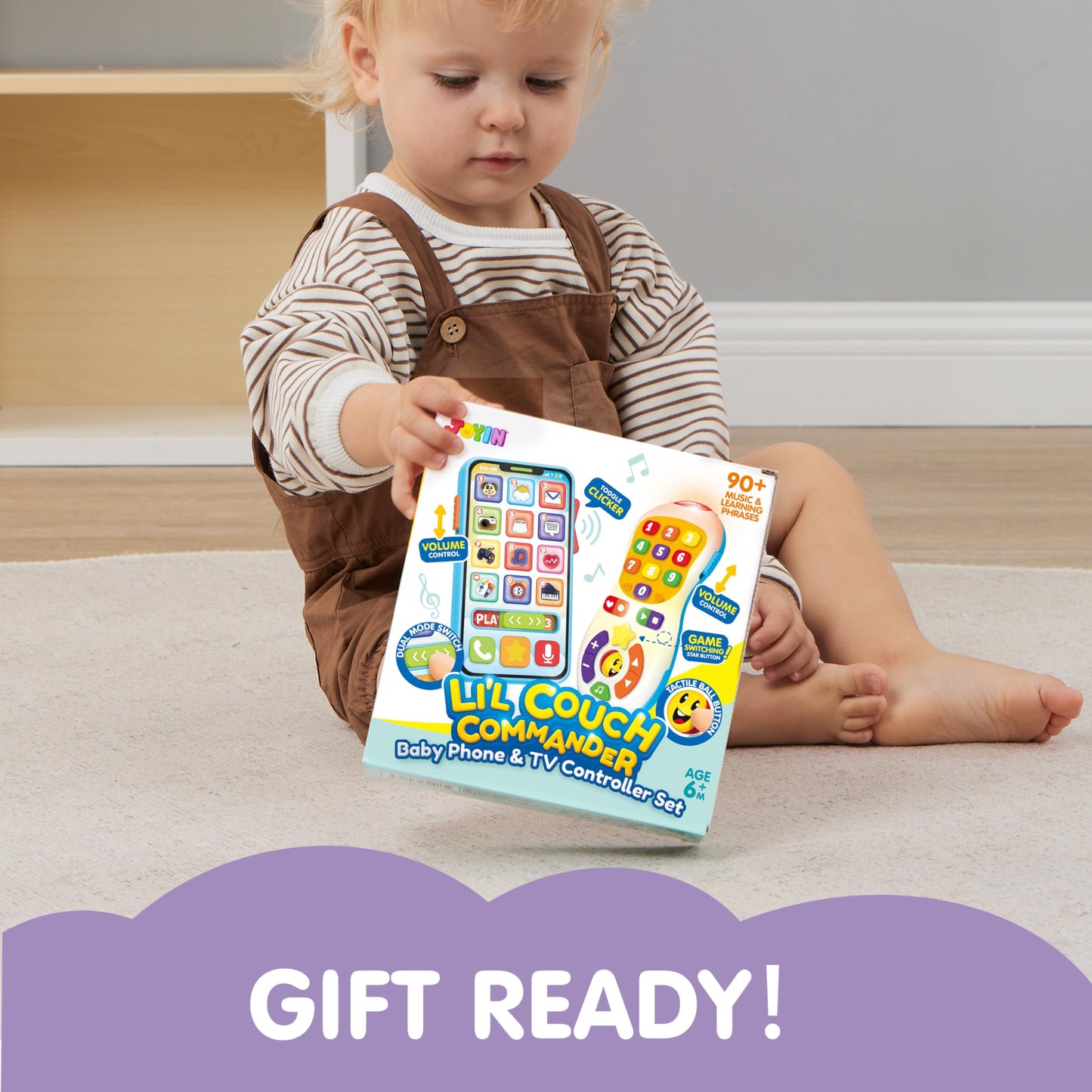 JOYIN Upgraded Toy Phone and Remote Control Set, 90+ Music and Learning Phrases, Baby Toys 6-12 Months, Toddler Birthday Gifts for 1 2 3+ Year Old Girs Boy
