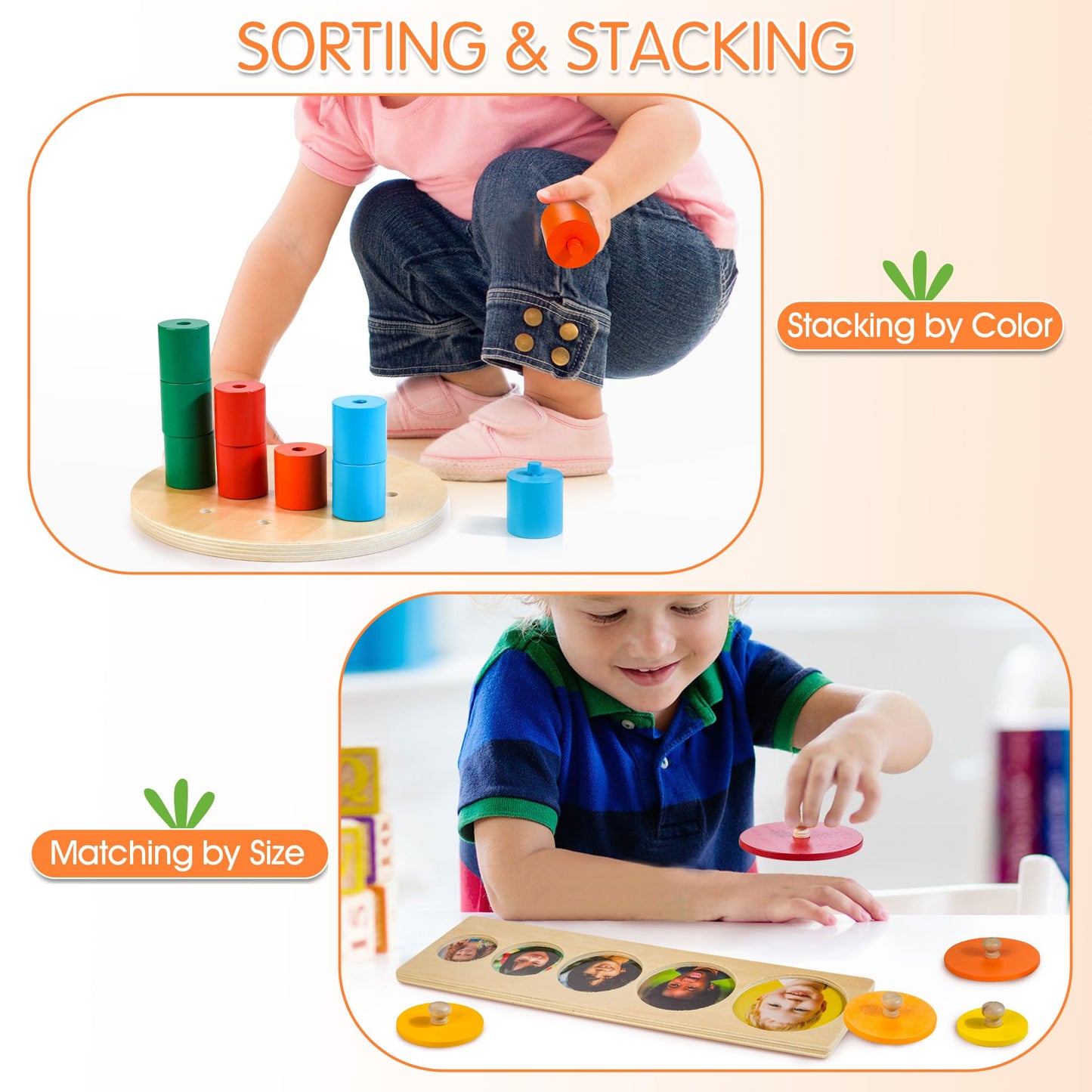 WOODMAM Wooden Montessori Toys for 1+ Year Old, 9 in 1 Learning Educational Toys for Toddler with Educational Box, Xylophone, Pound Bench, Shape Puzzle and More, Baby Toy Gift for 13-18 Months