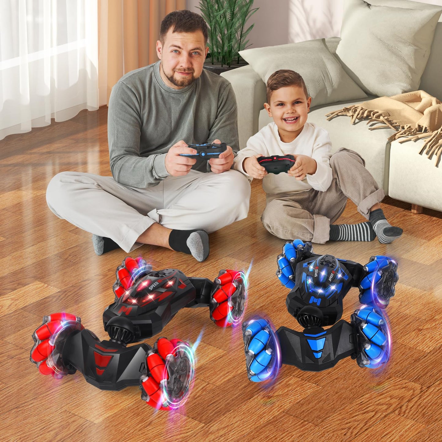 XAMIMM RC Stunt Car, 2.4 GHz 4WD Remote Control Gesture Sensor Toy Cars, Double Sided Rotating Off Road Vehicle 360° Flips with Lights Music, Drift rc car for Boys and Girls 5-13 Birthday