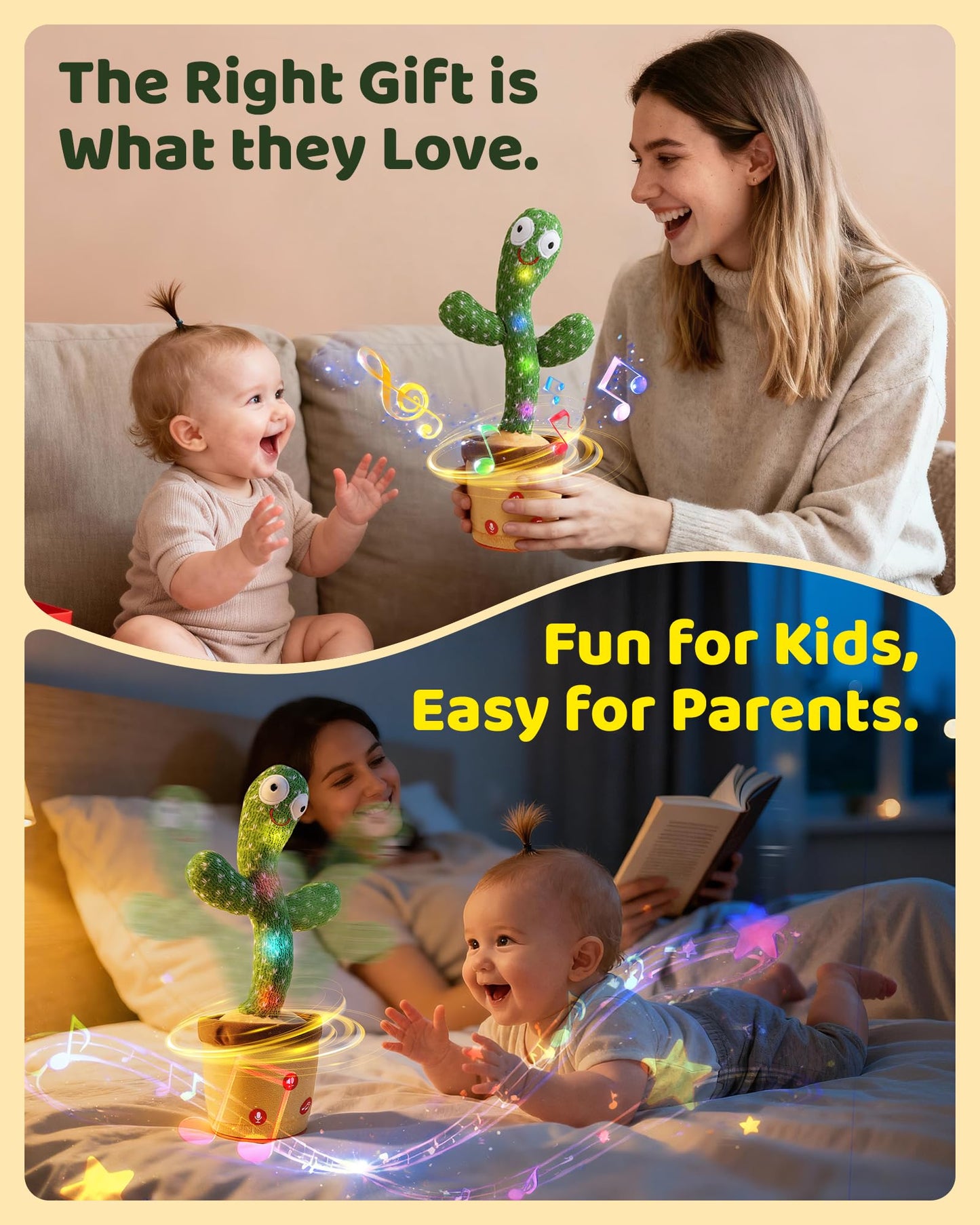 Dancing Talking Cactus Baby Toys 0-6 3-6 6-12 12-18 Months, Toddler Boys Girls Gifts for 2 3 4 5 6 7 8 9 10 Month Old Baby Toy Singing Mimicking Recording Repeating What You Say with 120 English Songs